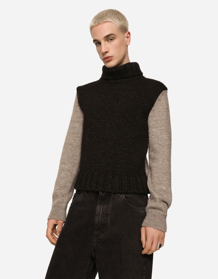 Dolce & Gabbana Two-tone wool and alpaca turtle-neck sweater