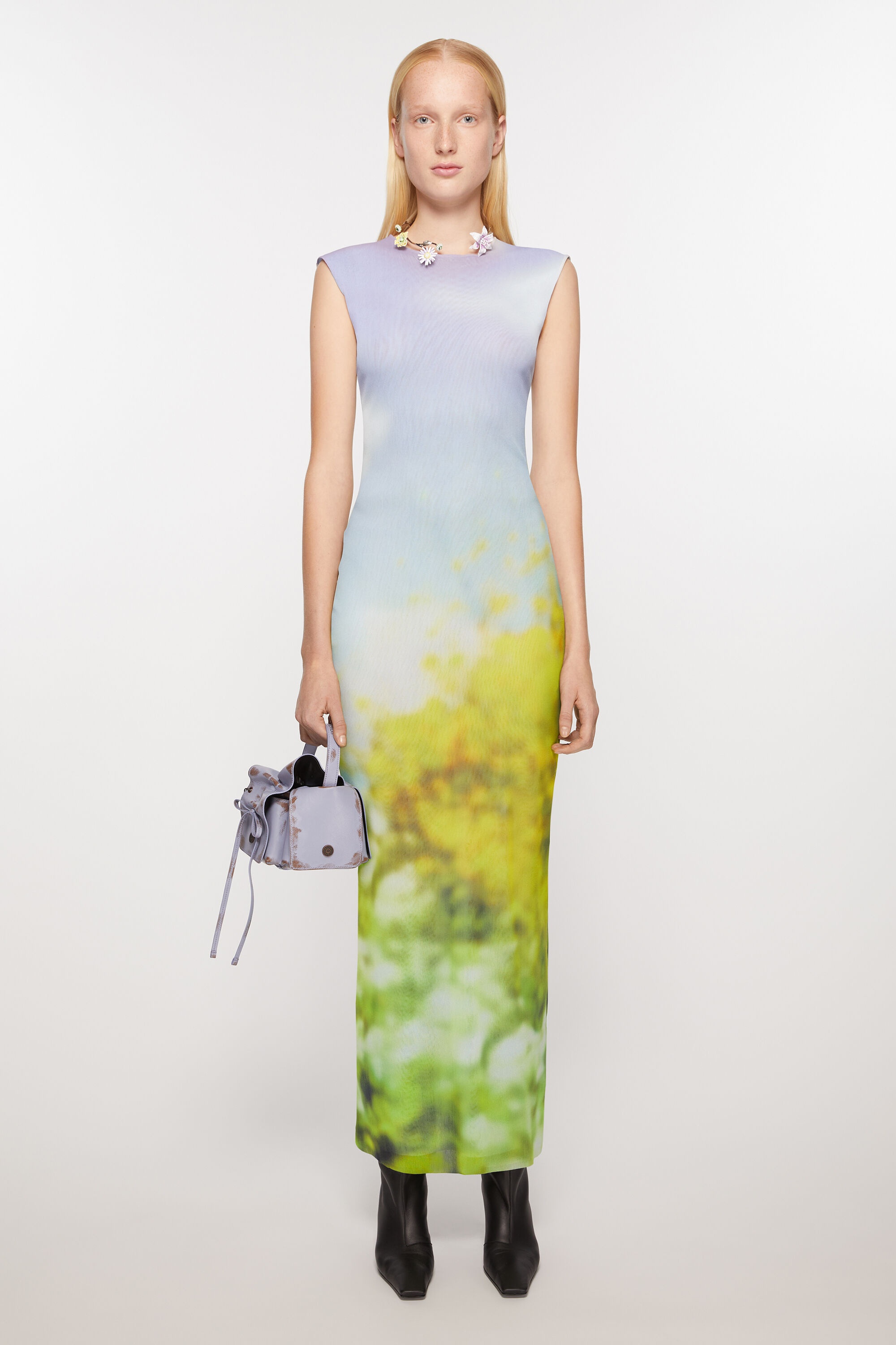 Sleeveless dress blurred print - Purple/yellow - 2