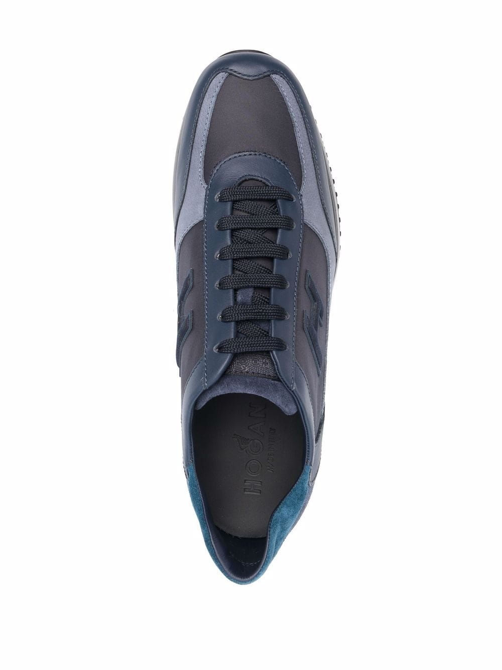 panelled suede-leather trainers - 10