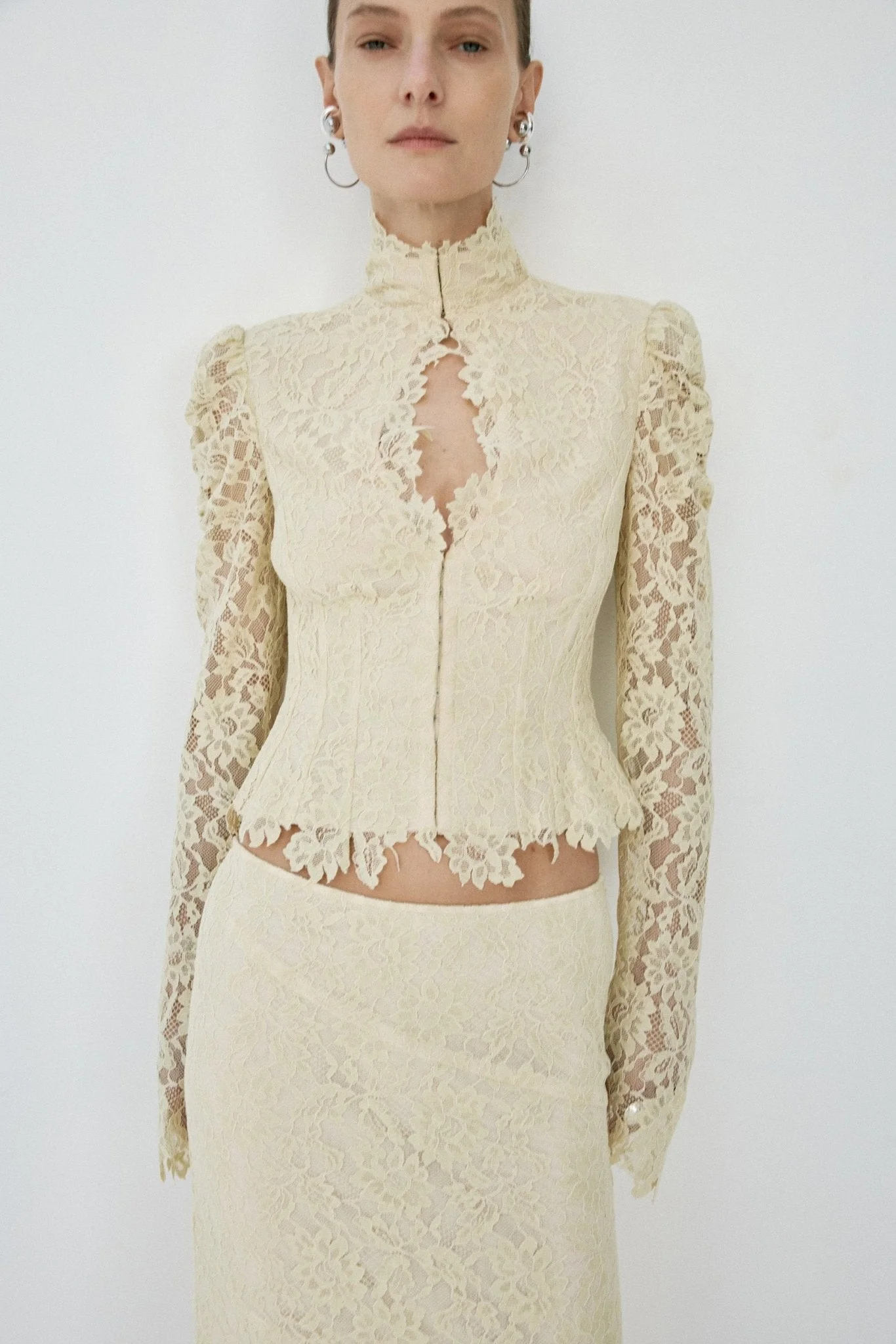 VITALIS TOP IN SOFT YELLOW LACE - 1