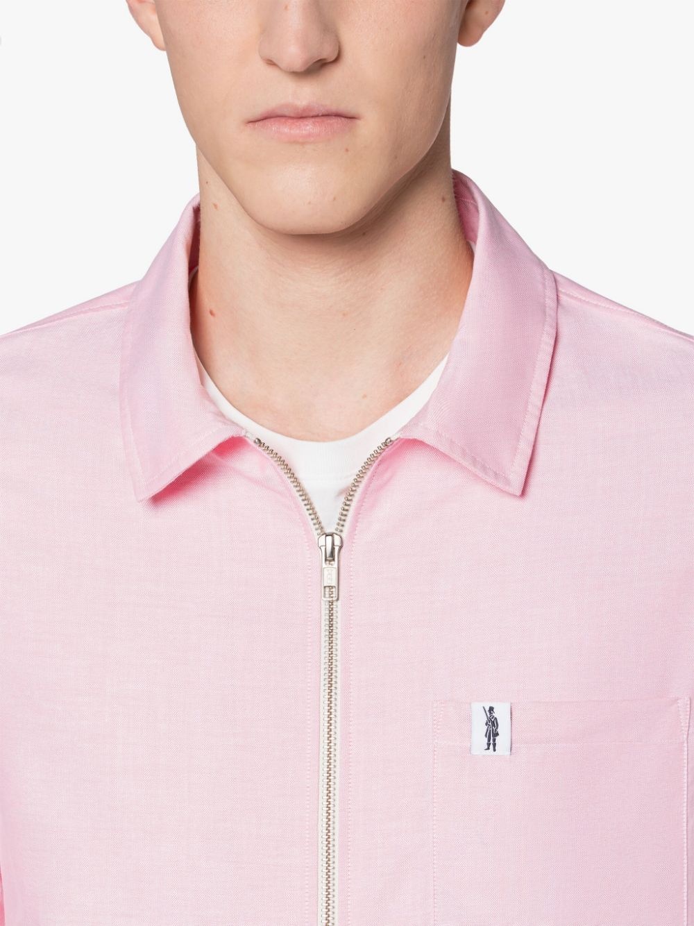 HOLBORN ZIP UP PINK COTTON SHIRT - 5