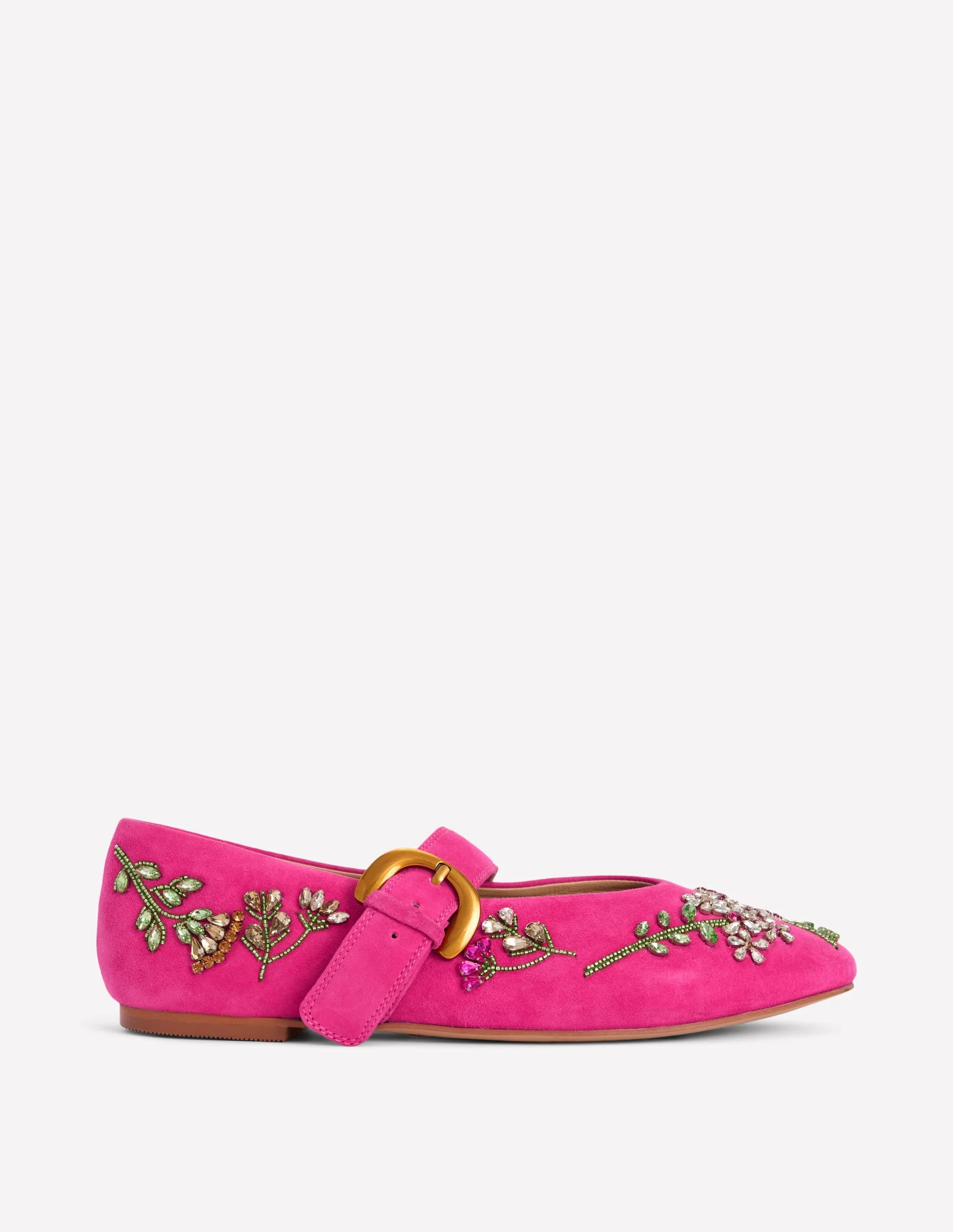 Kylie Flat Buckle Mary Janes-Embellished Pink - 1