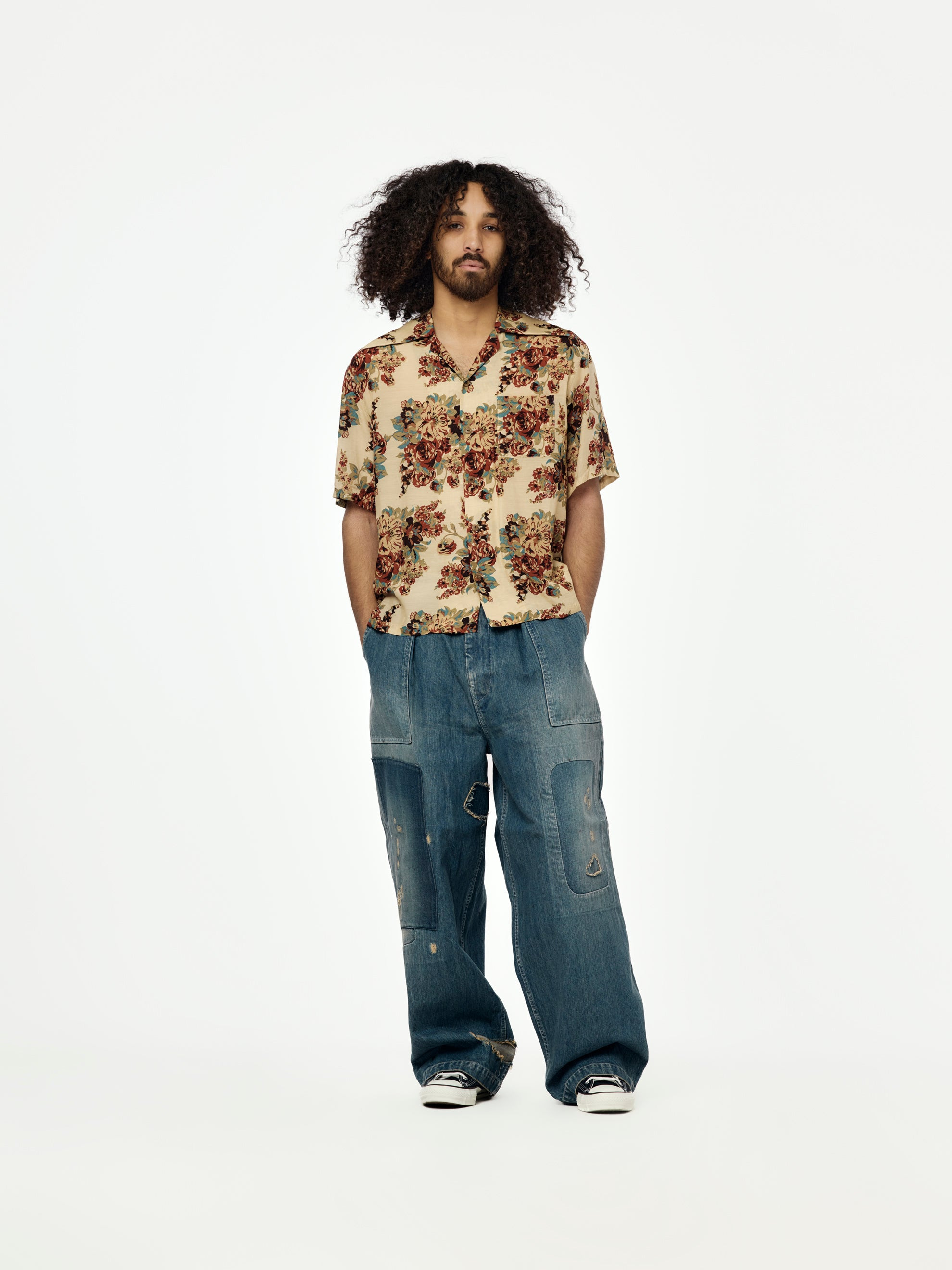 SILK RAYON CHAMPETRE A.MA.TE.RA.SE. WRANGLE COLLAR ALOHA SHIRT - 4
