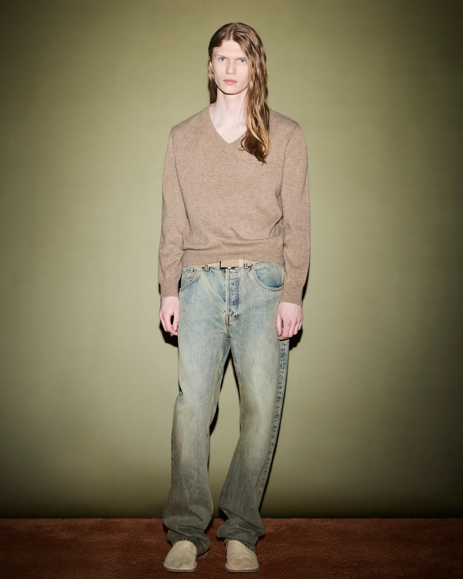KNIT V-NECK CAMEL - 3