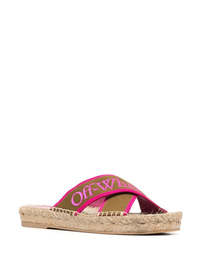 Off-White logo-strap raffia sole sandals outlook