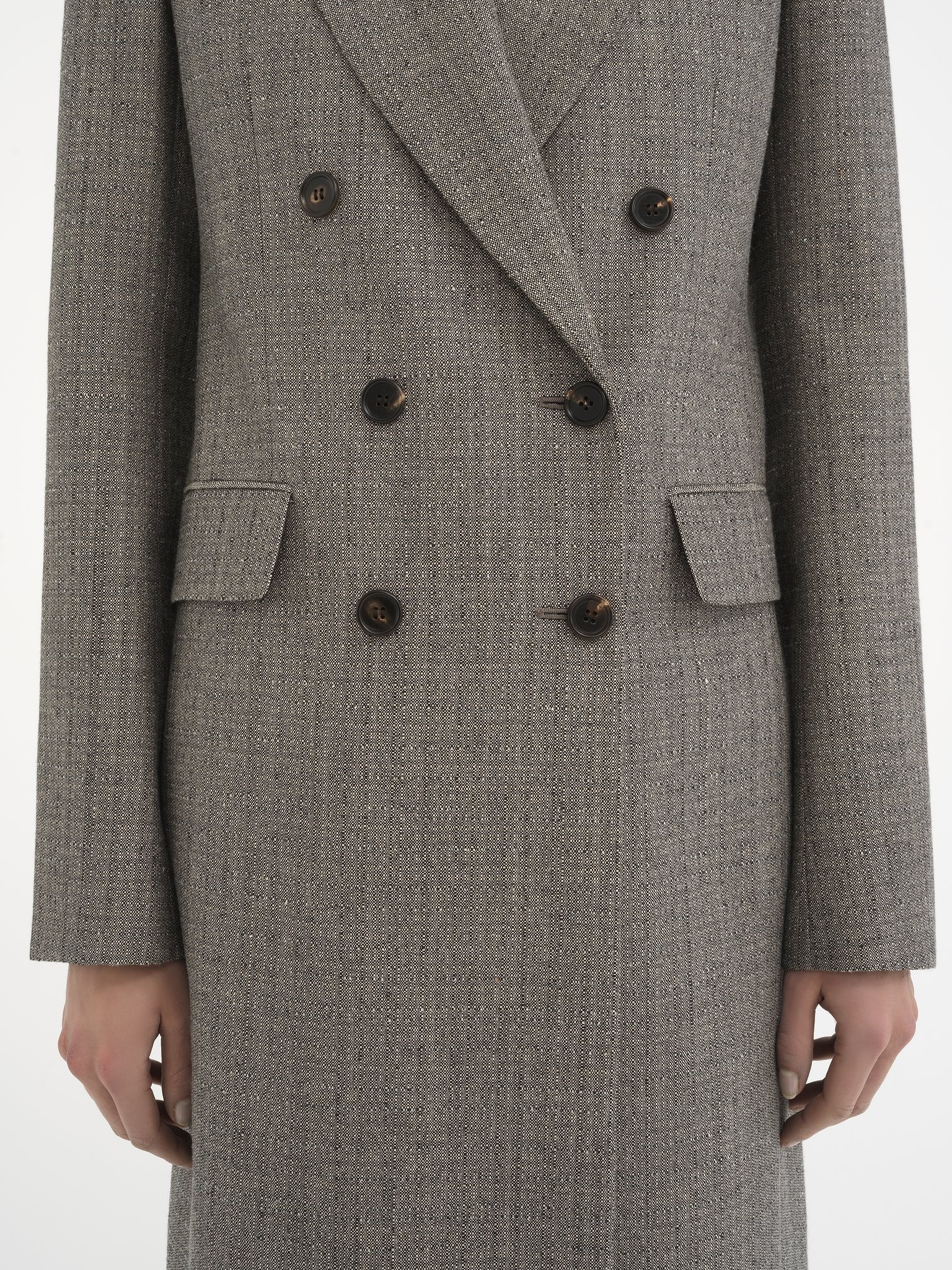 TAILORED COAT IN WOOL & COTTON TWEED - 6