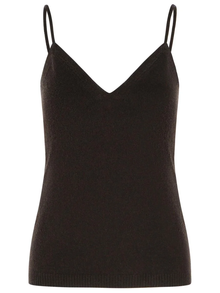 Lisa Yang 'Nala' Dark Oak Cashmere Tank Top - 1