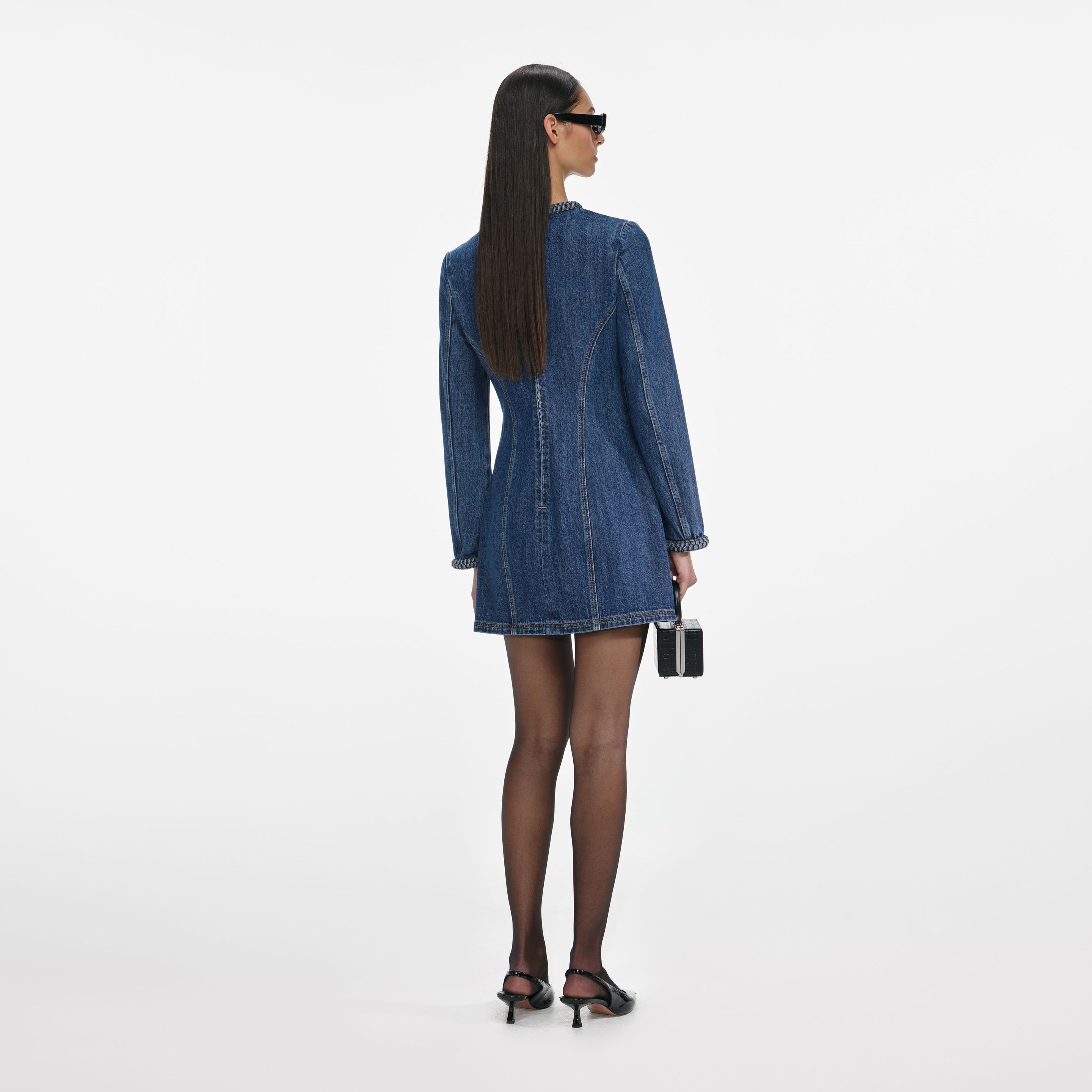 Denim Braided Mini Dress - 3