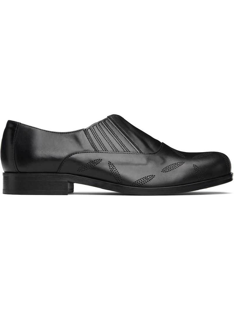 Black Perforated Slip On Loafers 1