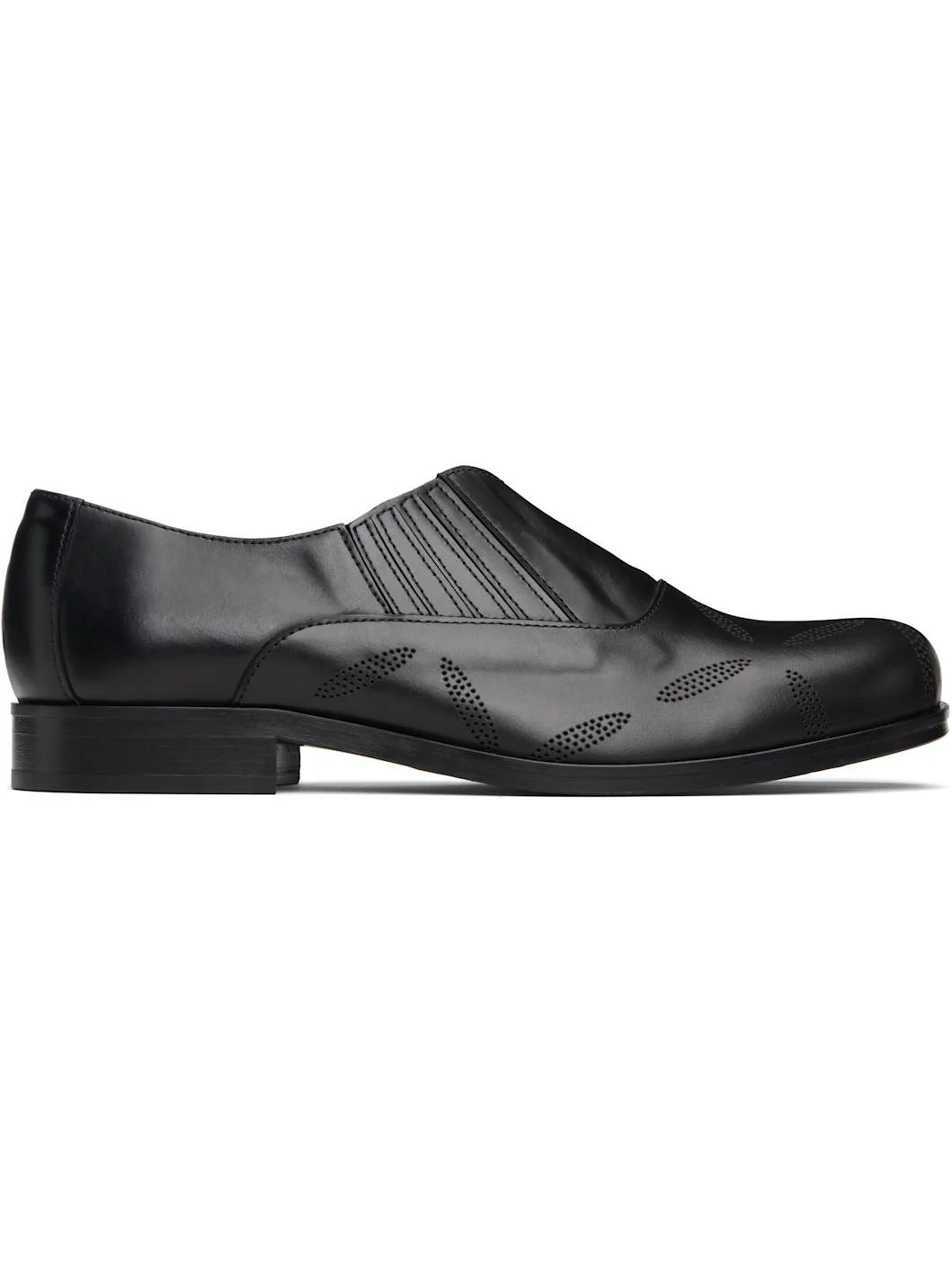 Black Perforated Slip On Loafers - 1