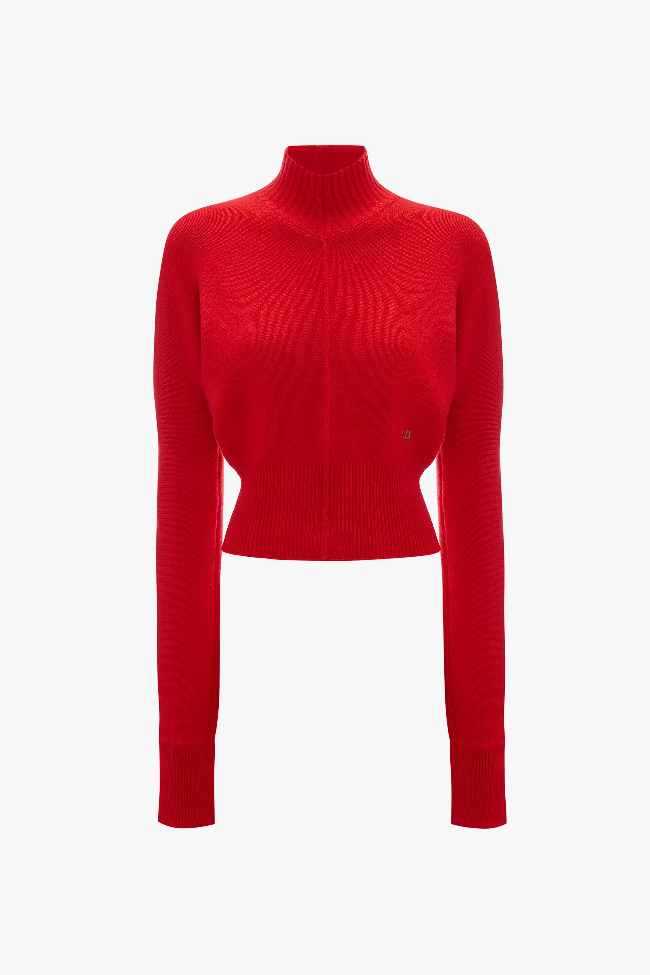 Polo Neck Cashmere Jumper in Red - 1