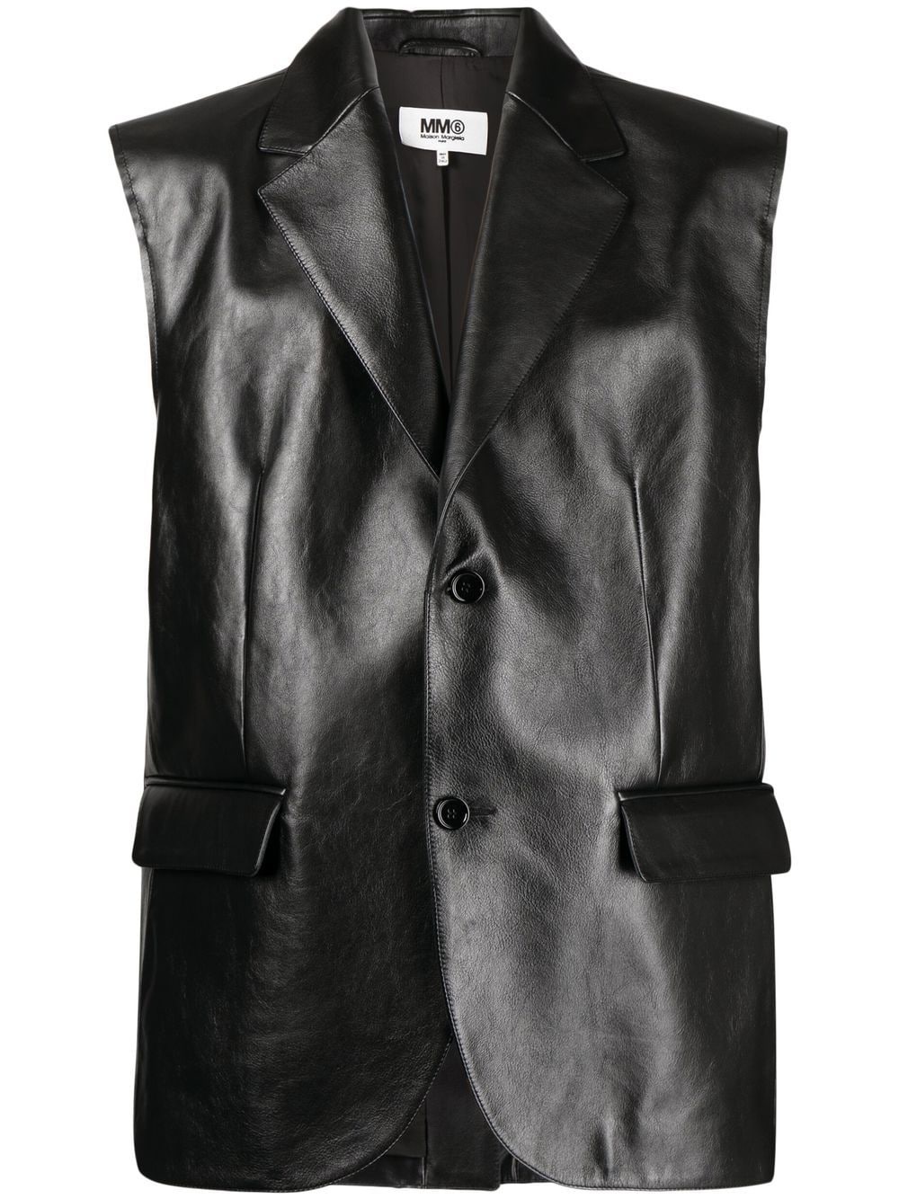 leather sleeveless shirt - 1