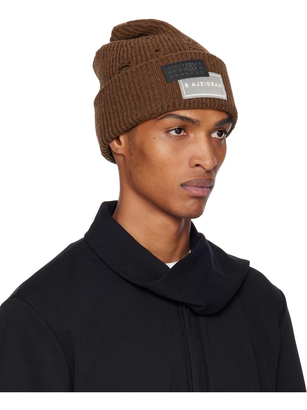 Brown Logo Patch Beanie - 2