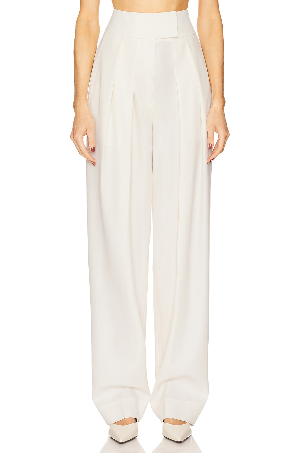 High Waist Pleated Suit Trouser in Wool - 2