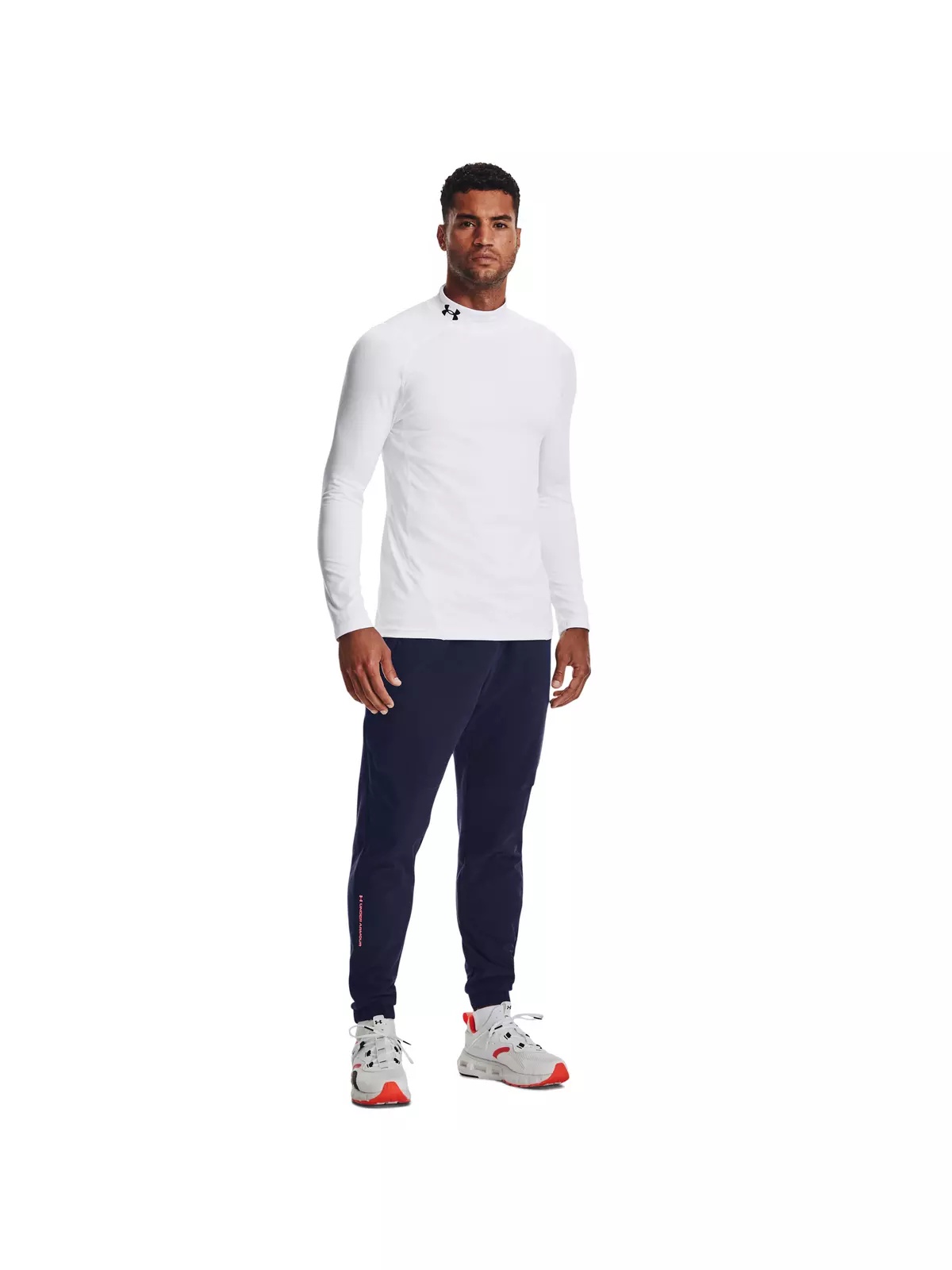 Men's ColdGear Armour Fitted Mock "White" Compression Shirt - 5