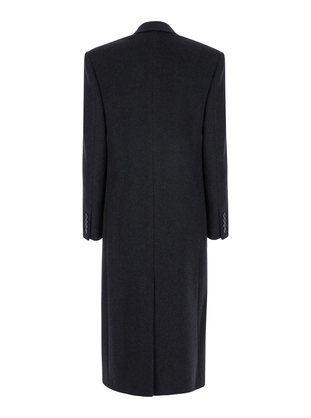 Saint Laurent Women Grey Double-Breasted Coat With Peak Revers In Cashmere And Wool Woman - 2