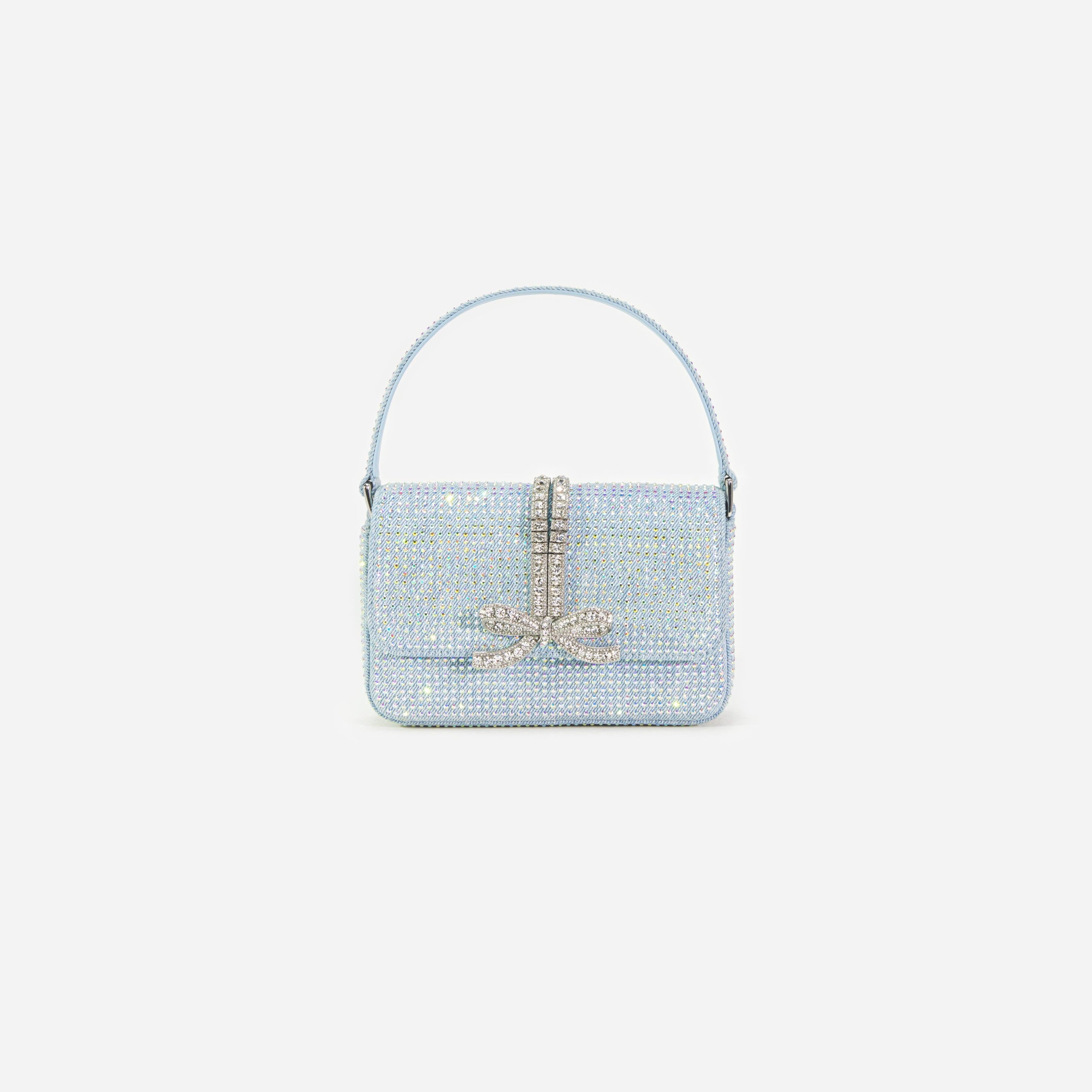 Blue Rhinestone Denim Micro Bag - 1