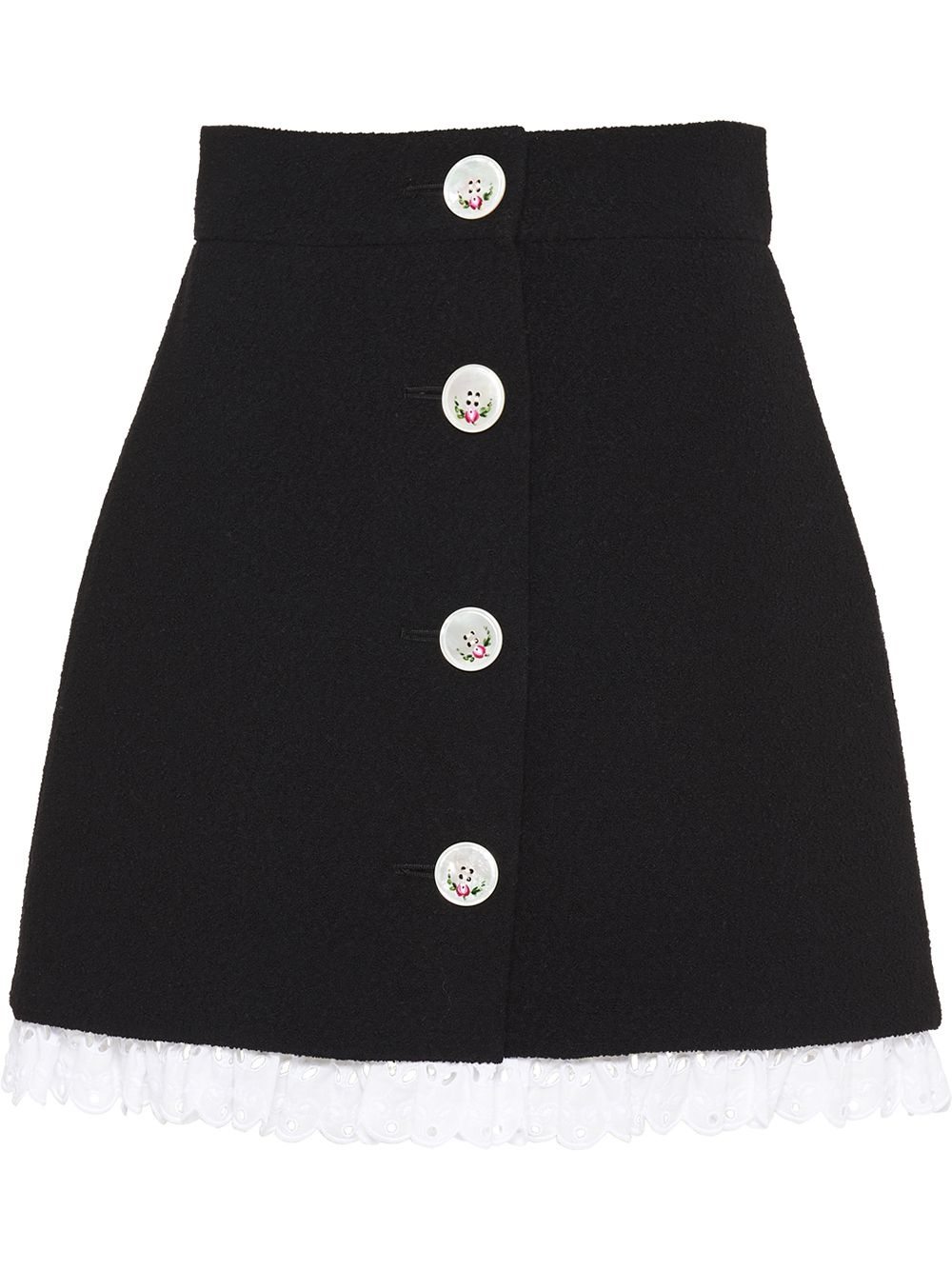 lace trim bouclé tweed skirt - 1