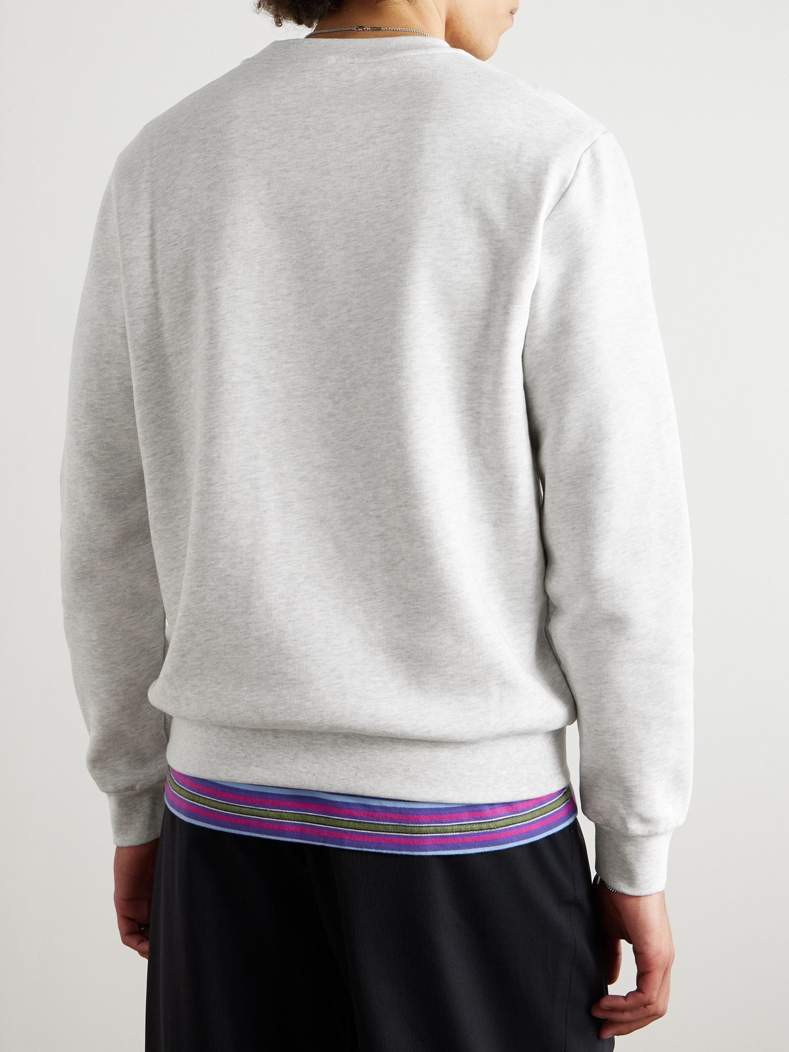 Logo-Embroidered Cotton-Blend Jersey Sweatshirt Gray - 3