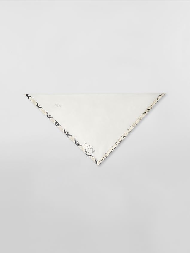 WHITE NAPPA LEATHER TRIANGULAR SCARF WITH PRINTED PYTHON FINISH - 3