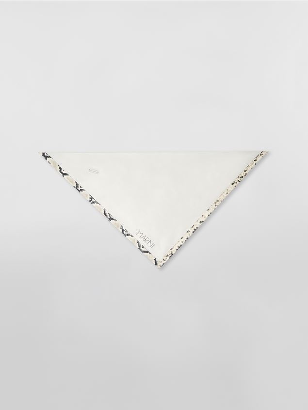 WHITE NAPPA LEATHER TRIANGULAR SCARF WITH PRINTED PYTHON FINISH - 3