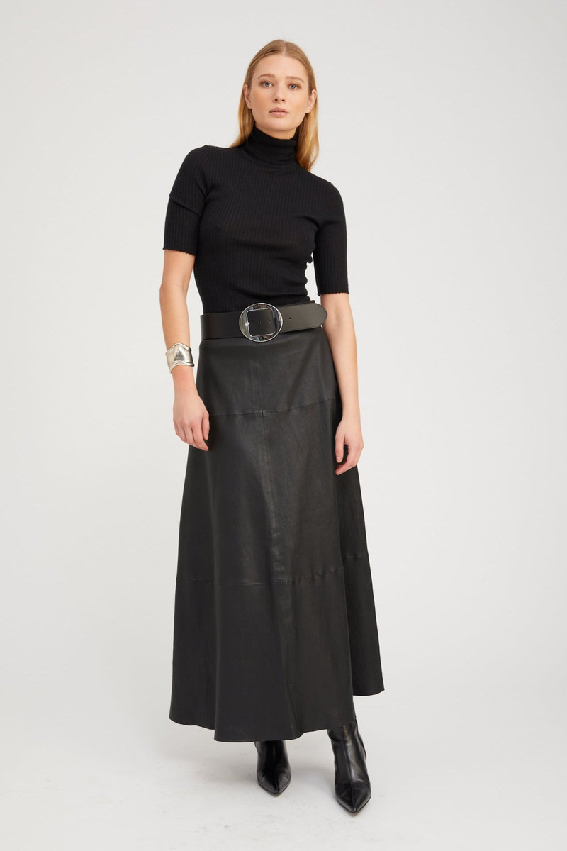 BLACK LEATHER JULIA SKIRT 1
