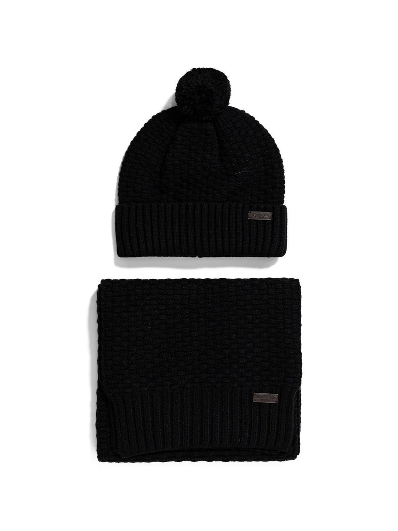 pom-pom chunky-knit beanie hat 1