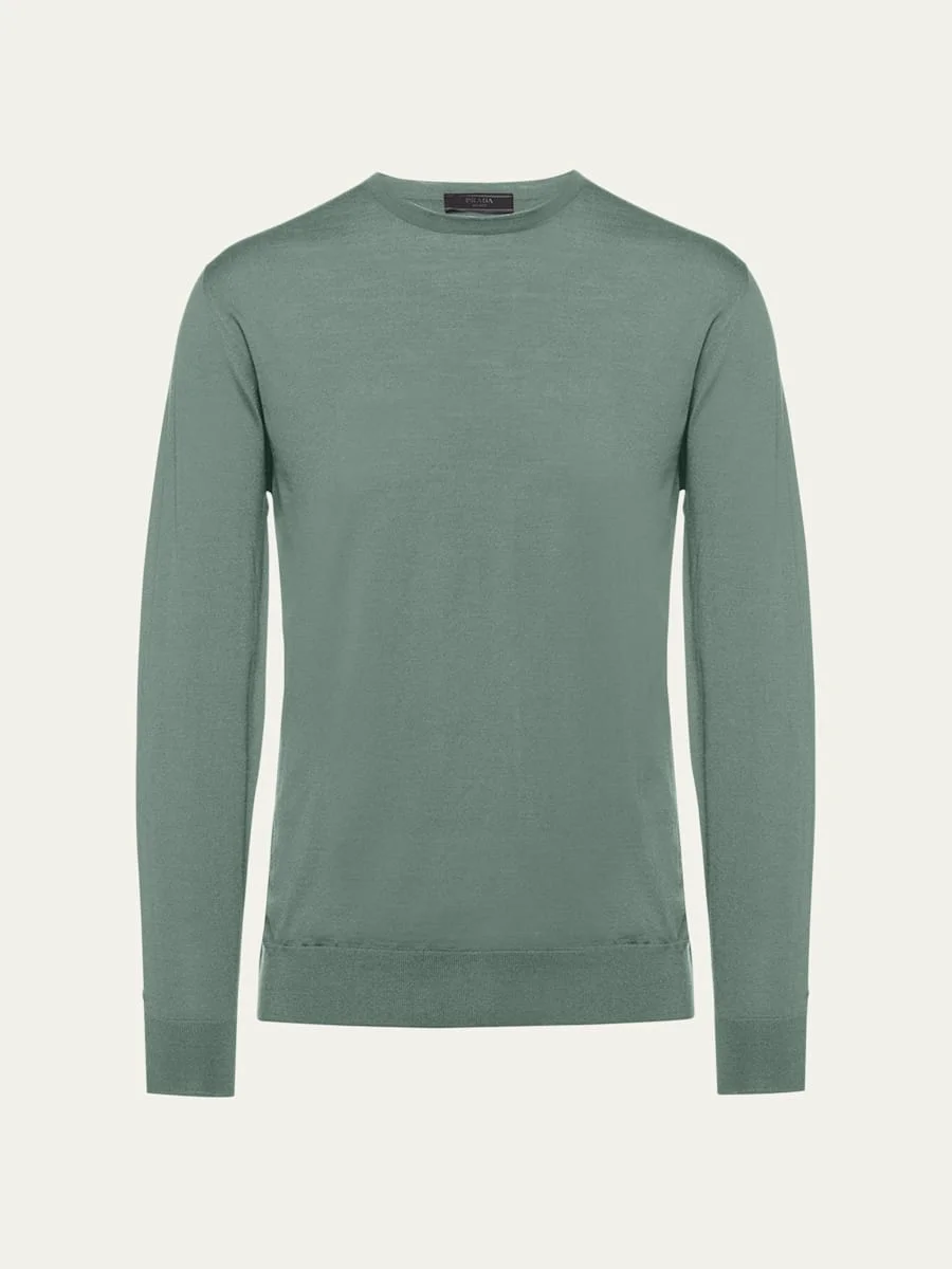 Men's Sage Superfine Wool Crewneck - 1