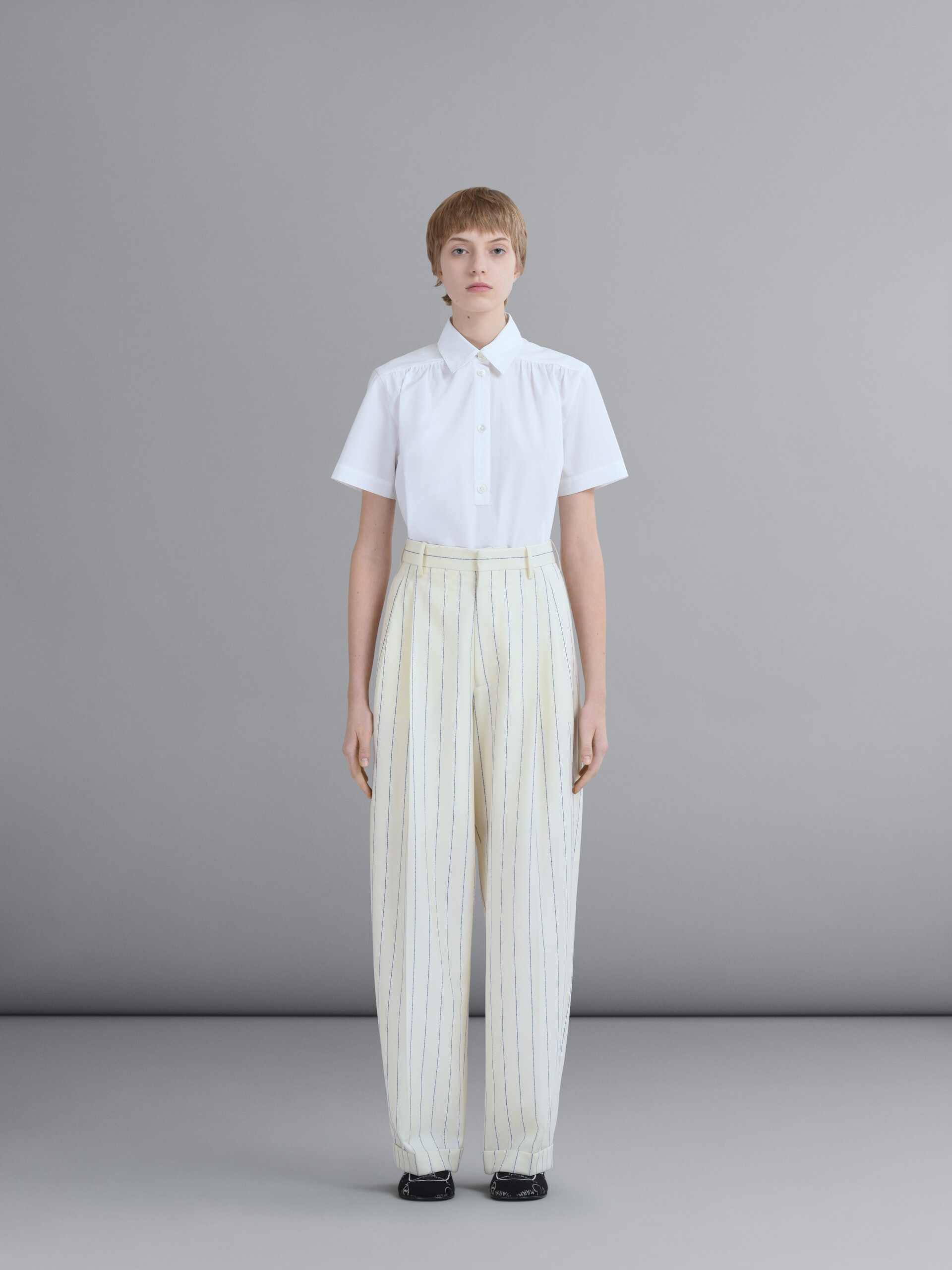 PINSTRIPED FRESCO WOOL PANTS - 2