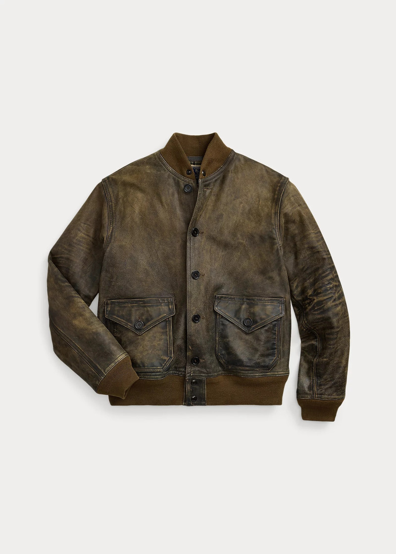 最終割！RRL Indigo Leather Bomber Jacket RRL by Ralph Lauren Indigo Leather Bomber Jacket | REVERSIBLE