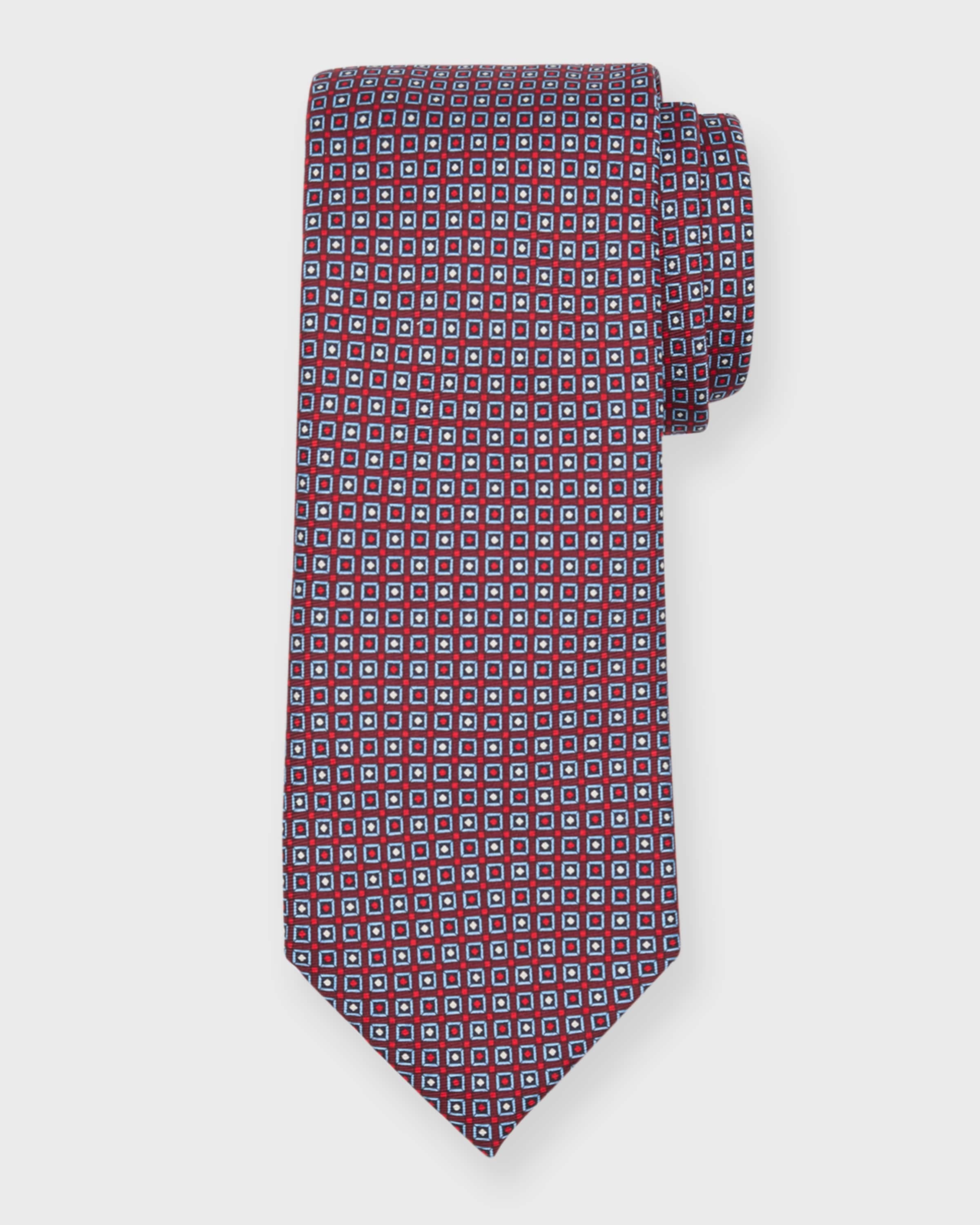 Men's Printed Micro-Boxes Silk Tie - 1