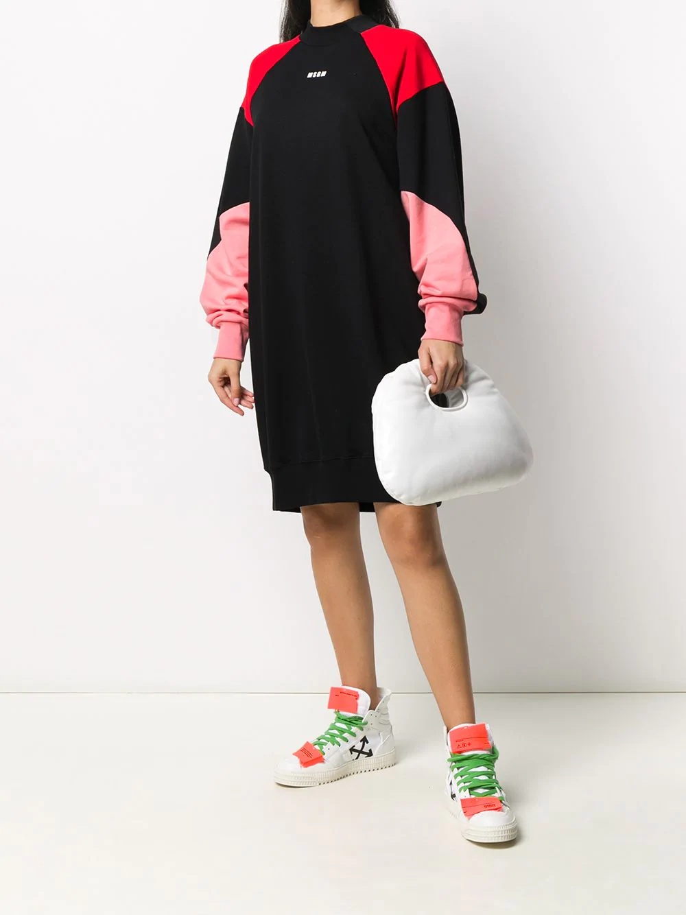 logo-print colour-block sweater-dress - 2