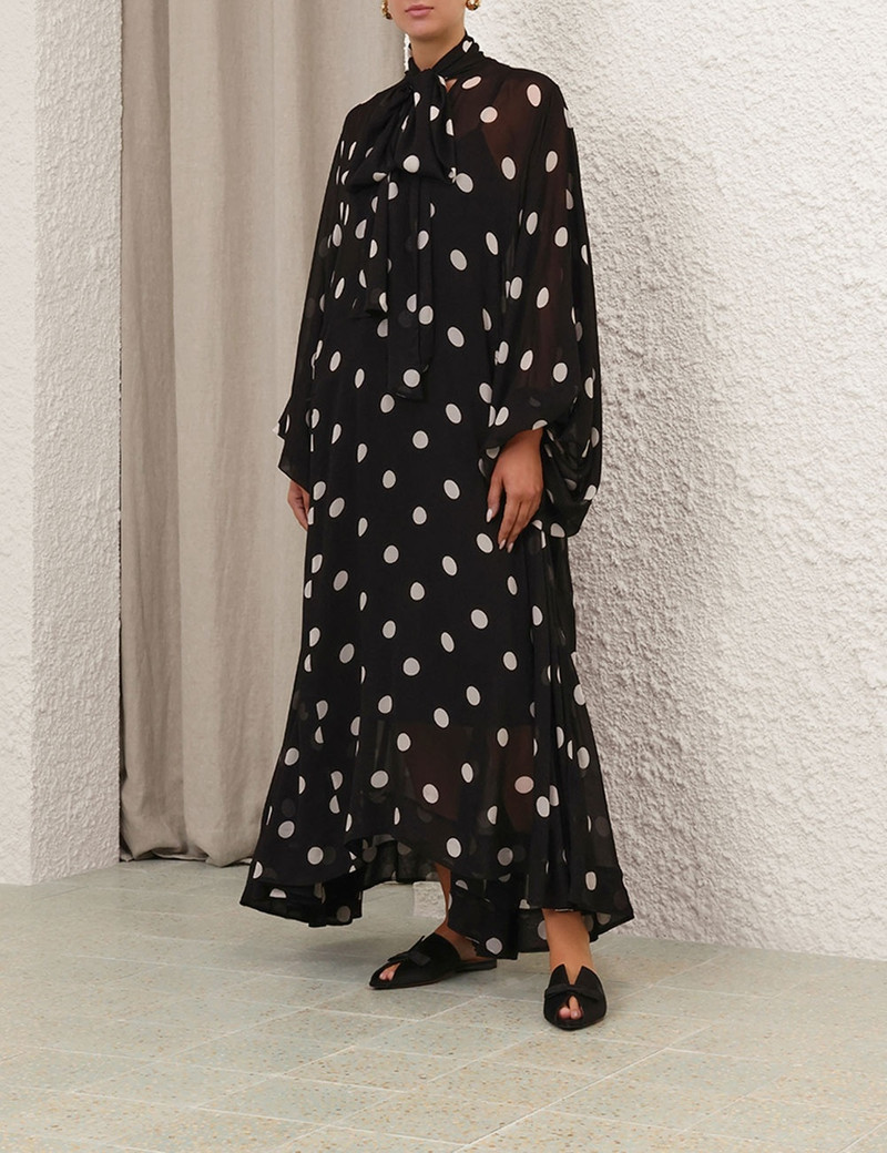 CRUSH TIE NECK BILLOW DRESS 3