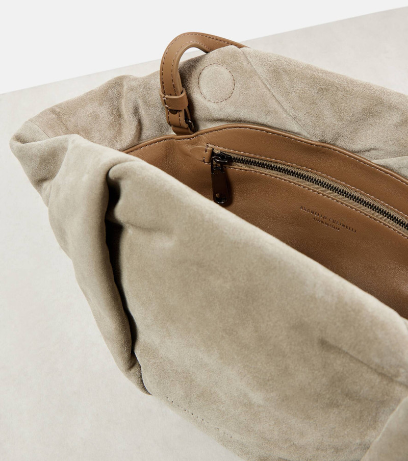 Brunello Cucinelli Fold-Over Small suede clutch outlook