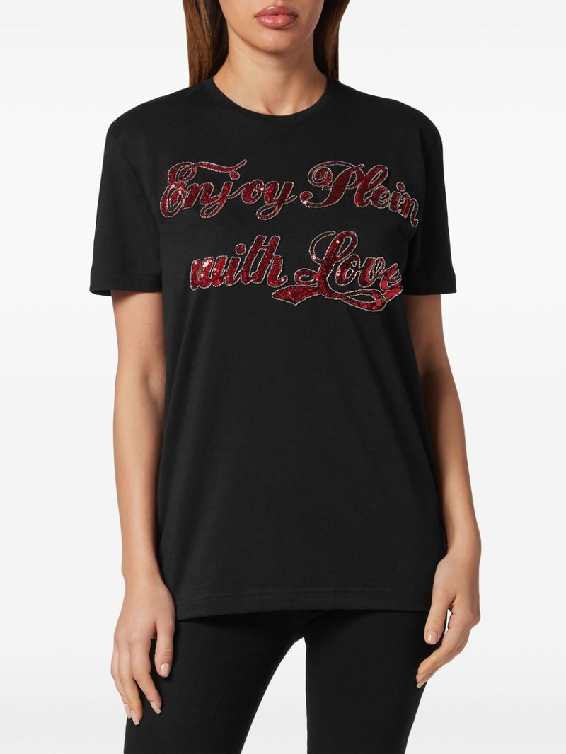 PHILIPP PLEIN slogan-print cotton T-shirt outlook