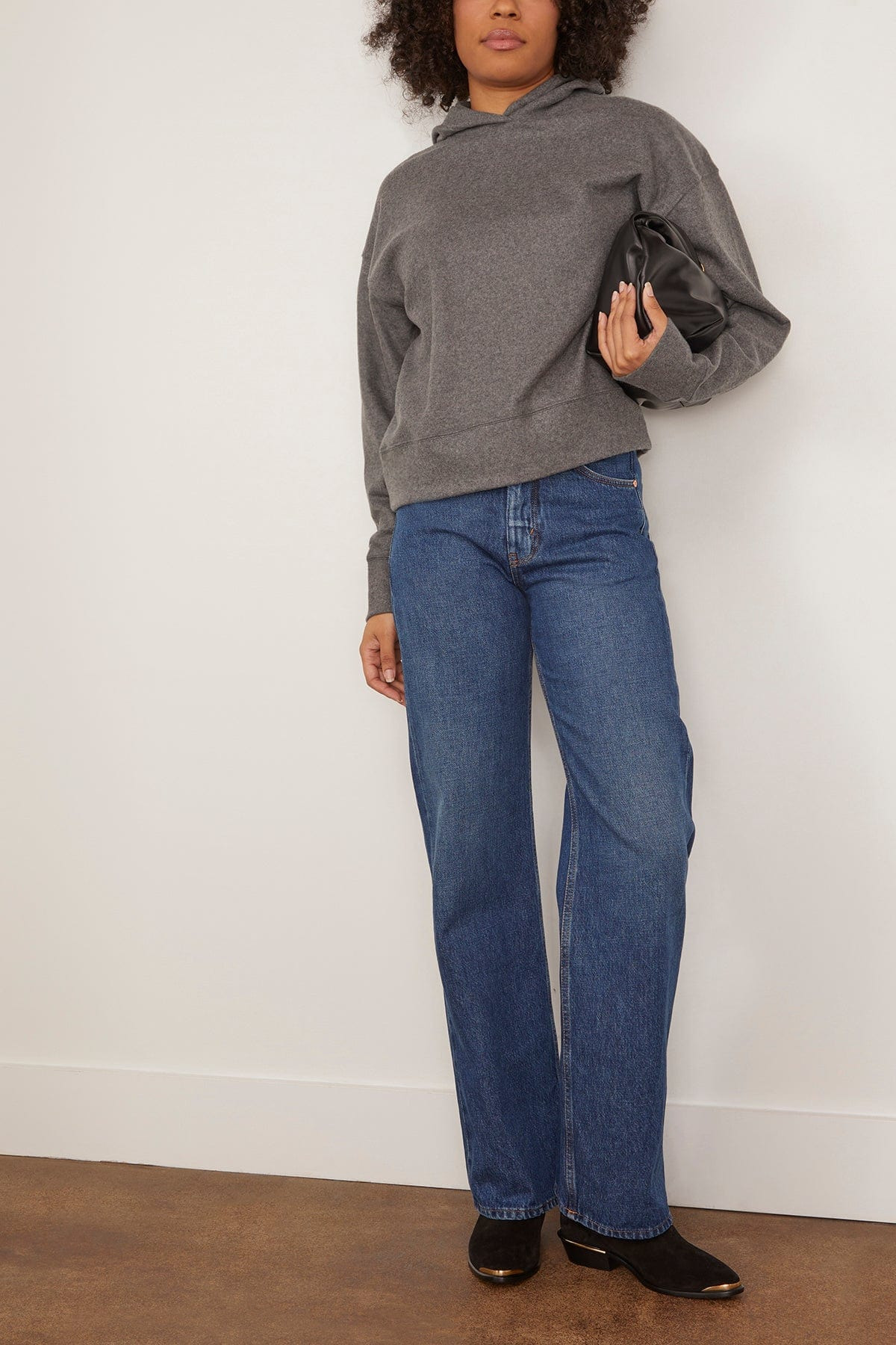 Wool Hooded Sweater in Grey Melange - 2