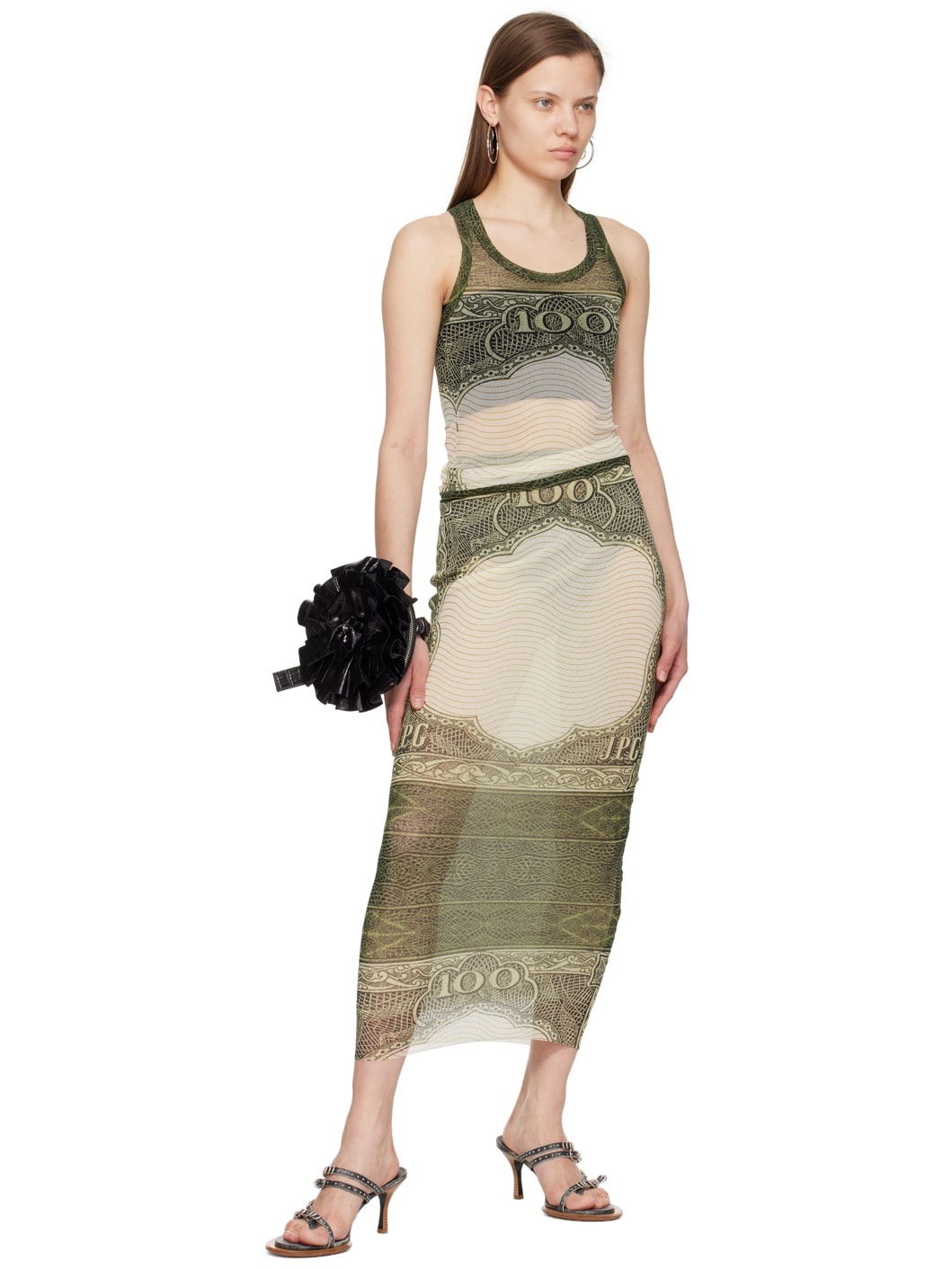 Green & Off-White 'The Cartouche' Maxi Skirt - 4