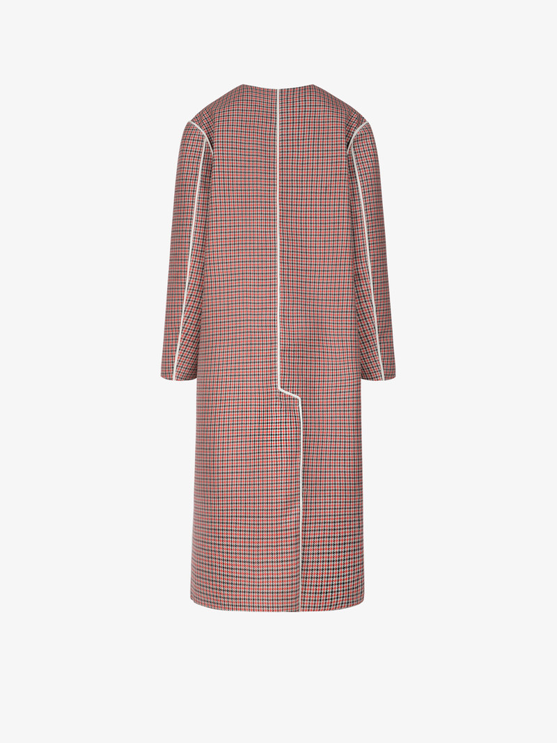 Wrap reversible coat in leather and wool 5