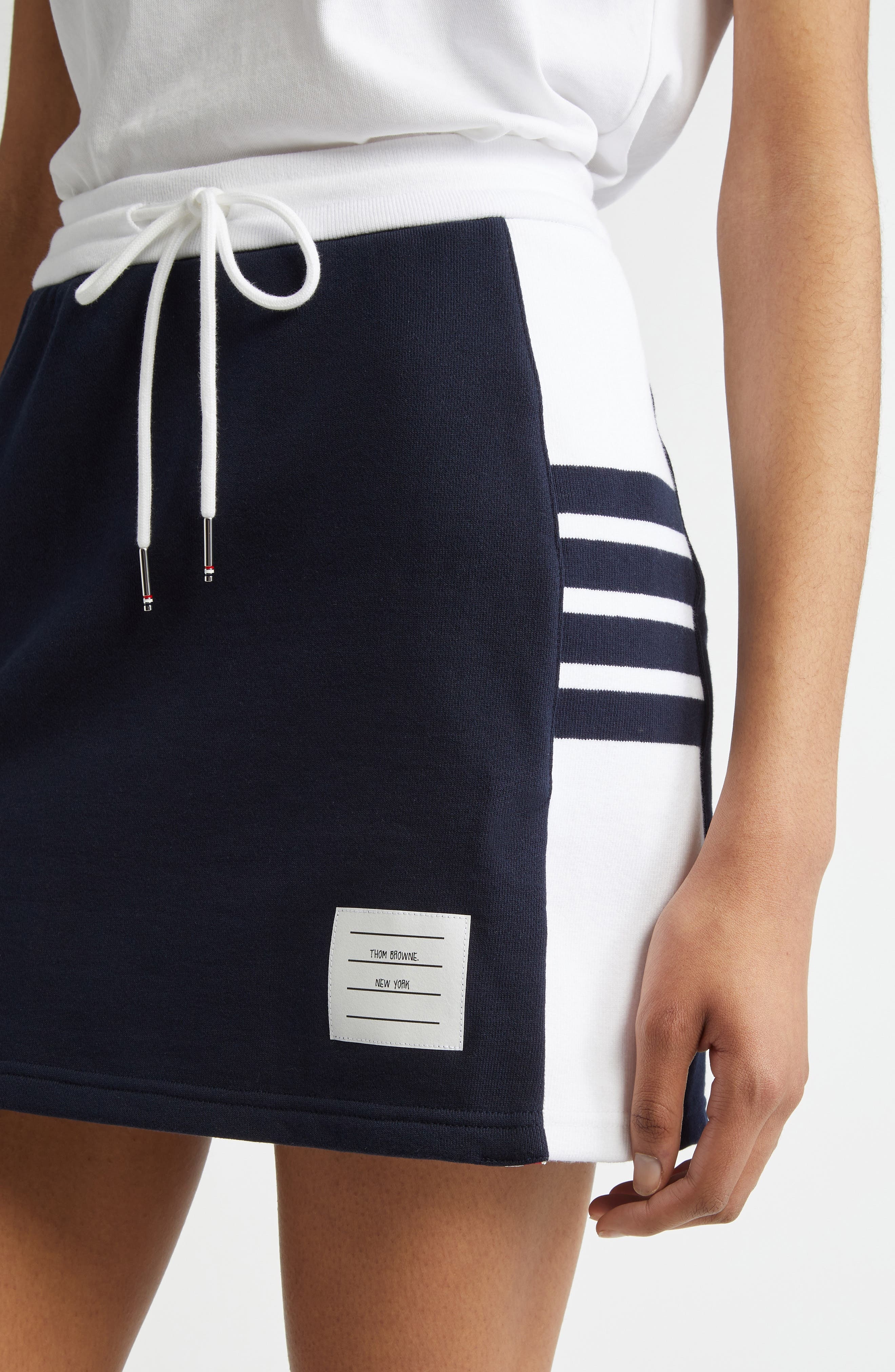 Thom Browne Cotton Jersey Miniskirt in Navy at Nordstrom - 4