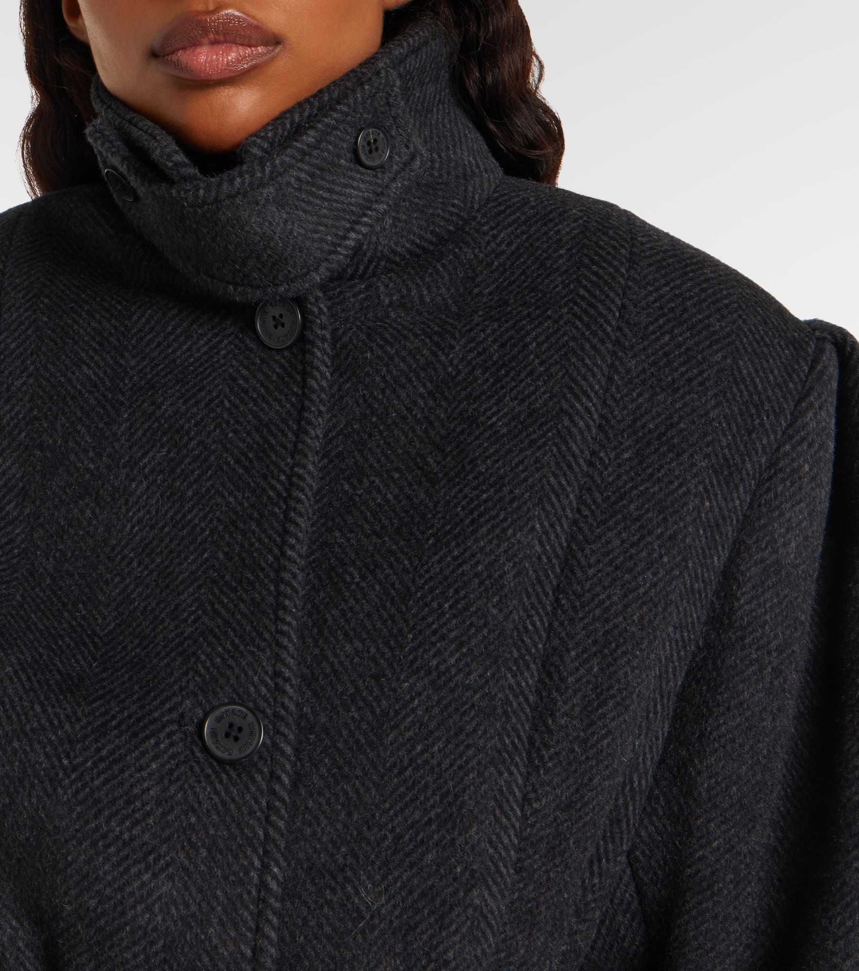 Marie belted herringbone wool-blend jacket - 4