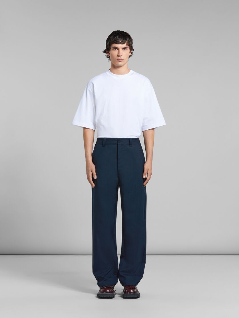 Marni BLACK TROPICAL WOOL TROUSERS WITH BACK LOGO WAIST