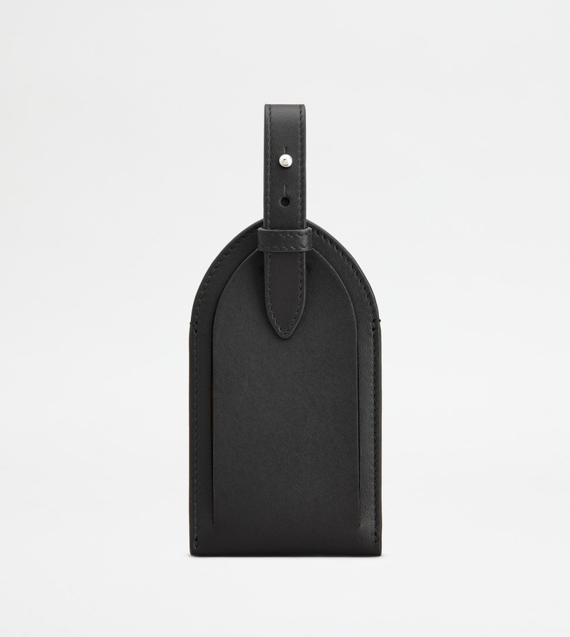 ADDRESS TAG IN LEATHER - BLACK 1