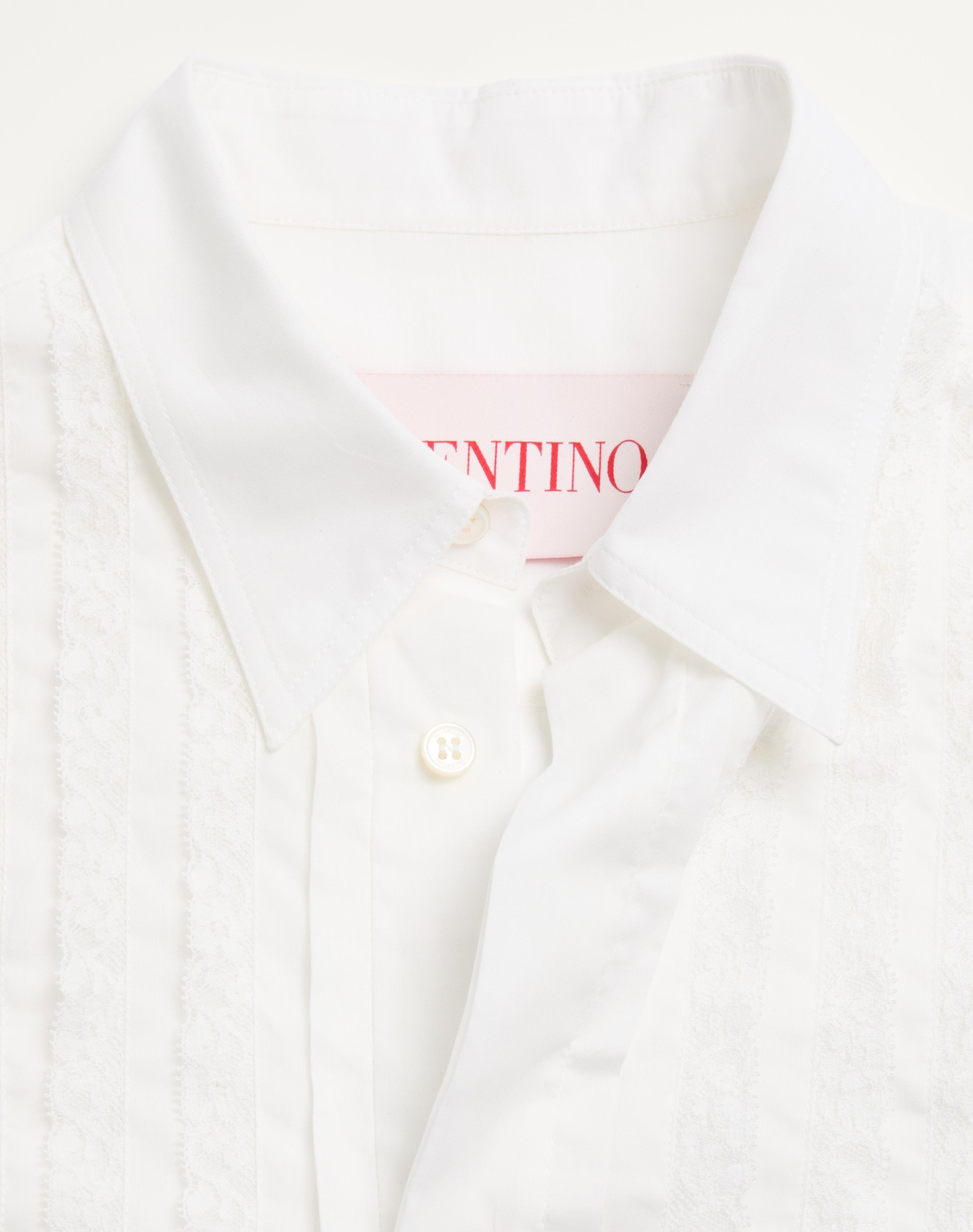COTTON MUSLIN SHIRT WITH PLASTRON AND LACE DETAILS - 9