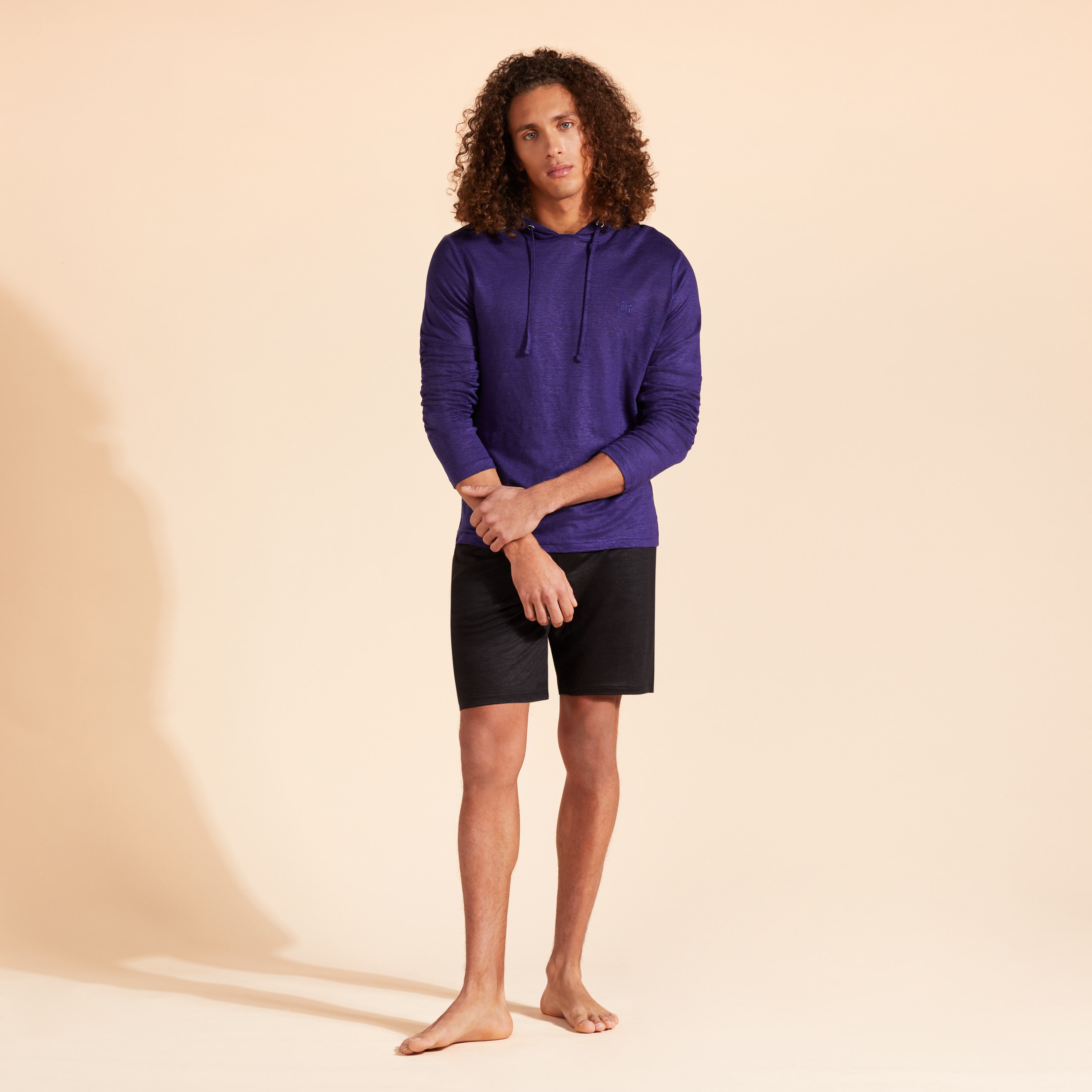 Men Linen Long-sleeves Hoodie T-shirt - 5