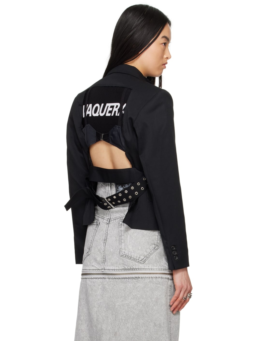 Black Cutout Blazer - 3