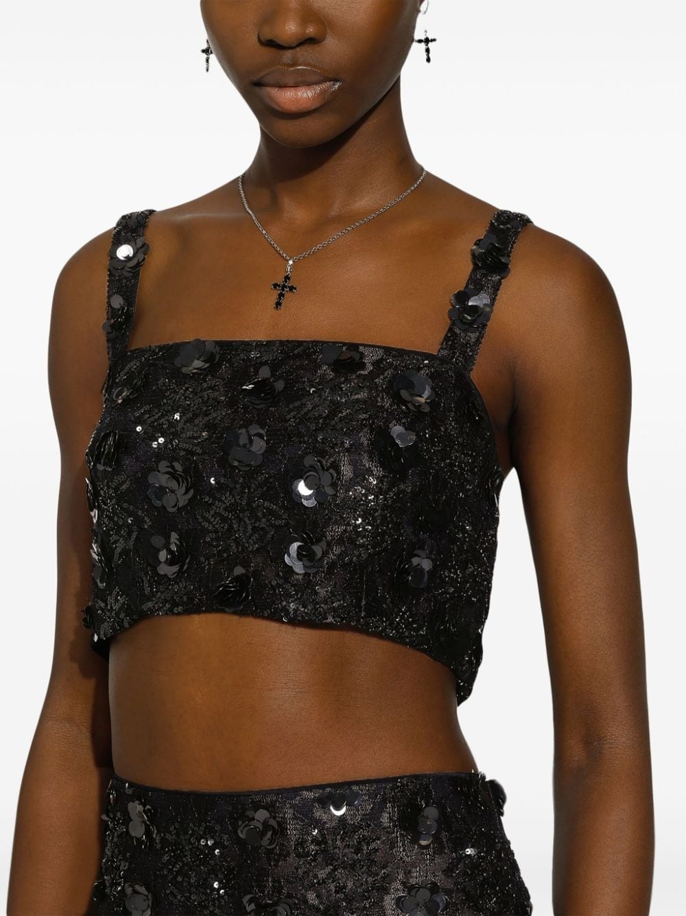 sequined sleeveless bralette - 5