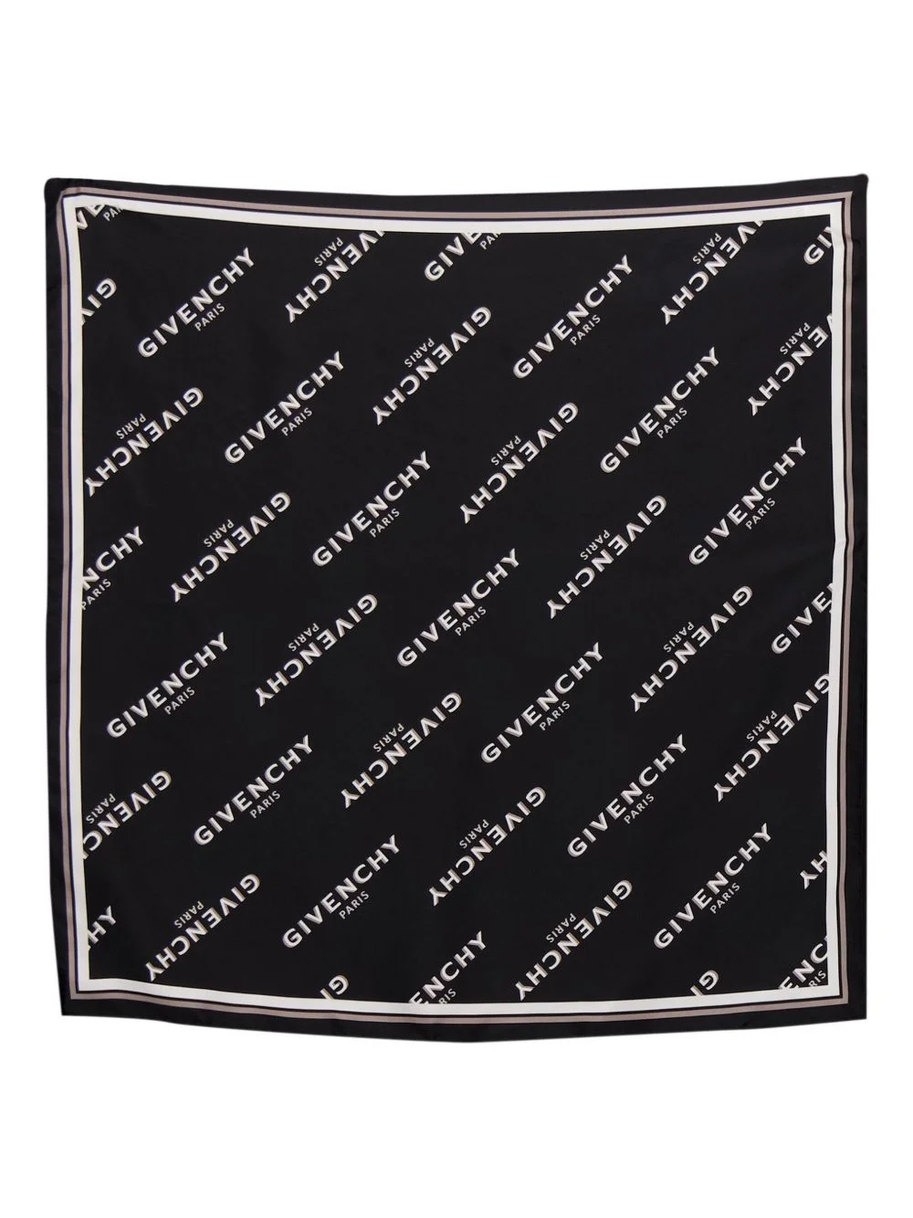 logo-pattern silk scarf - 1