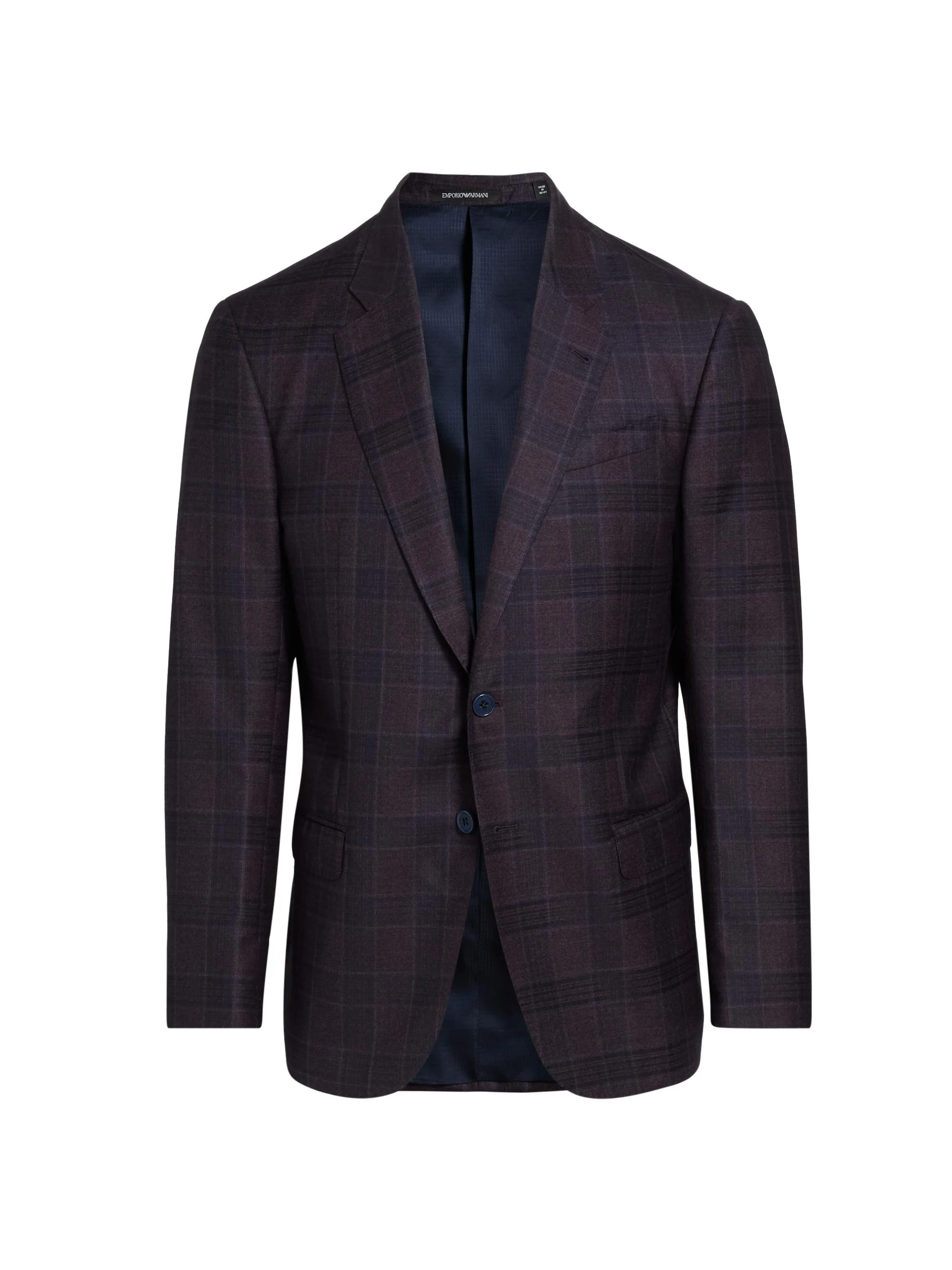 Men's Plaid Wool Sport Coat - Purple - 1