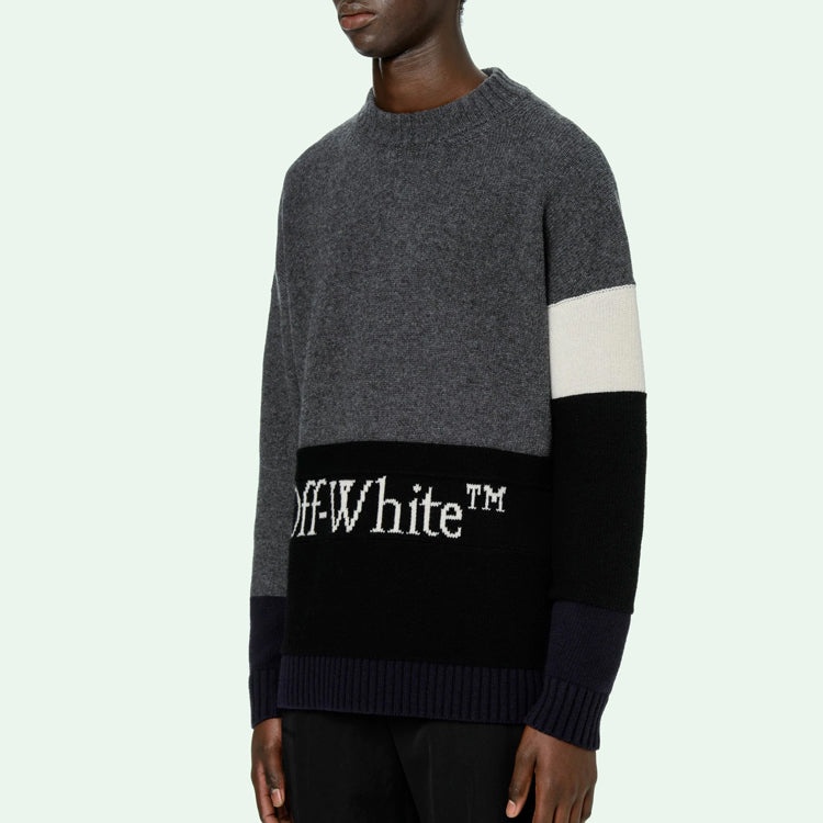 Off-White FW20 Logo Printing Sweater Men Grey OMHE048E20KNI0010701 - 6