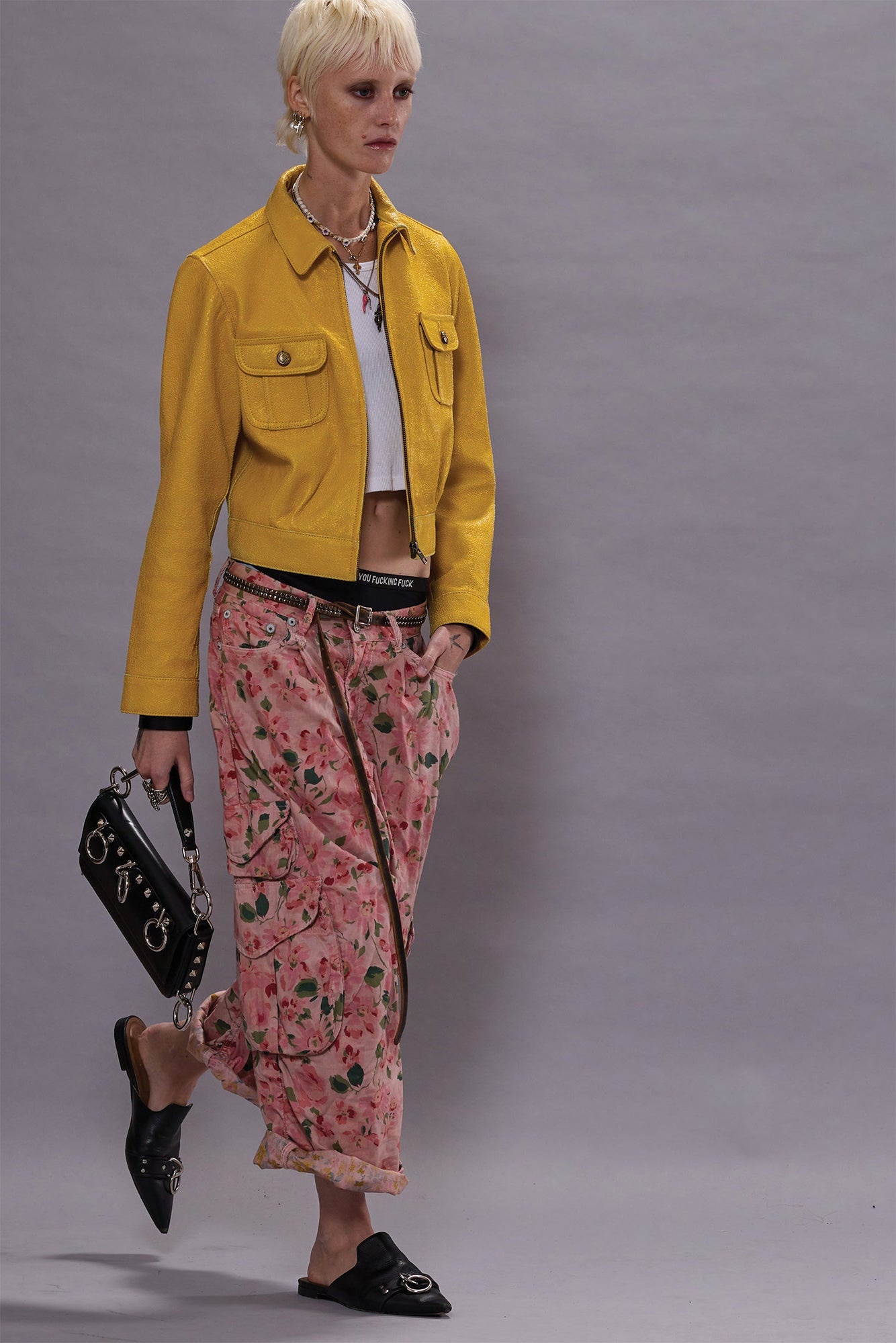 CROPPED SHRUNKEN ZIP-UP LEATHER JACKET - 2